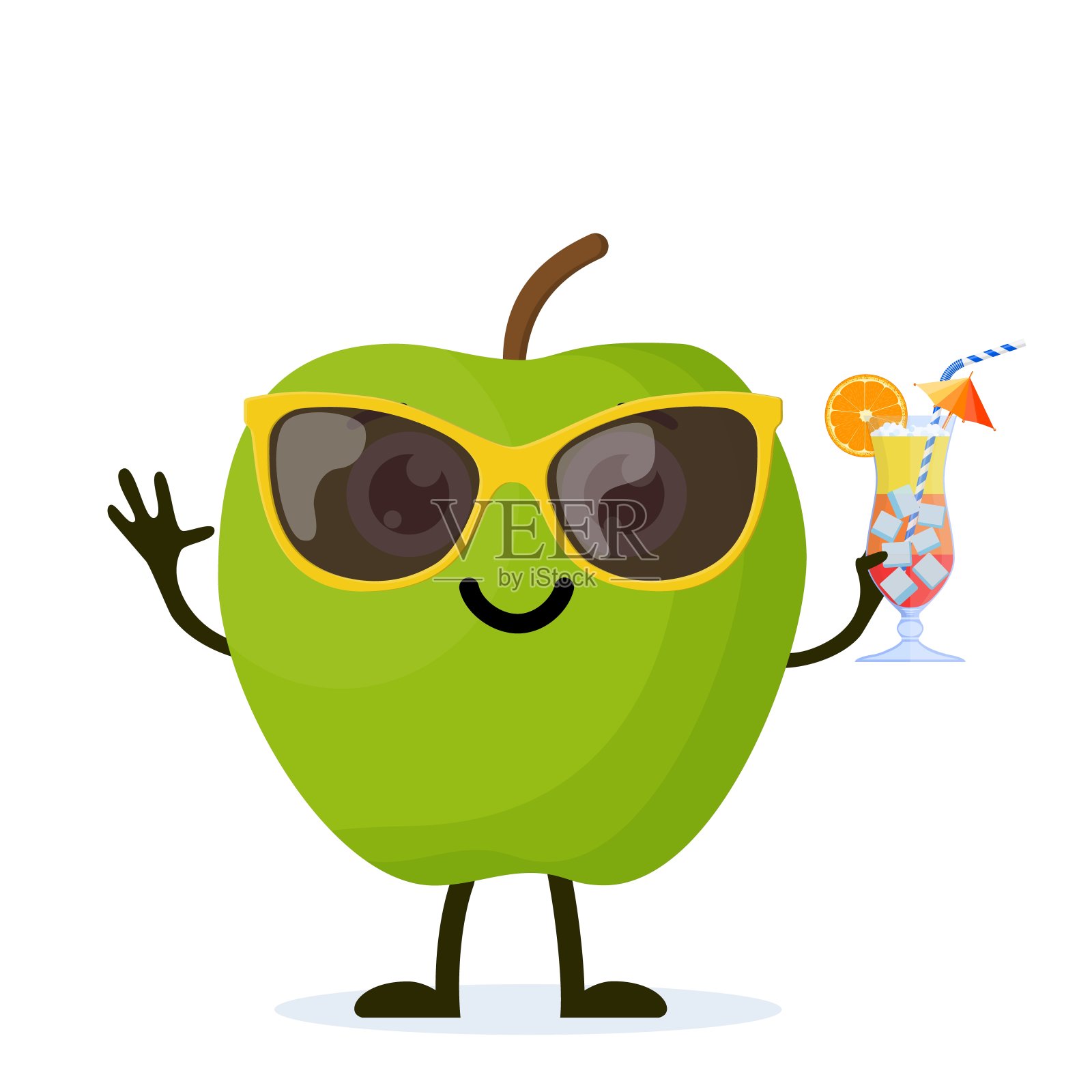 可爱和有趣的苹果角色插画图片素材