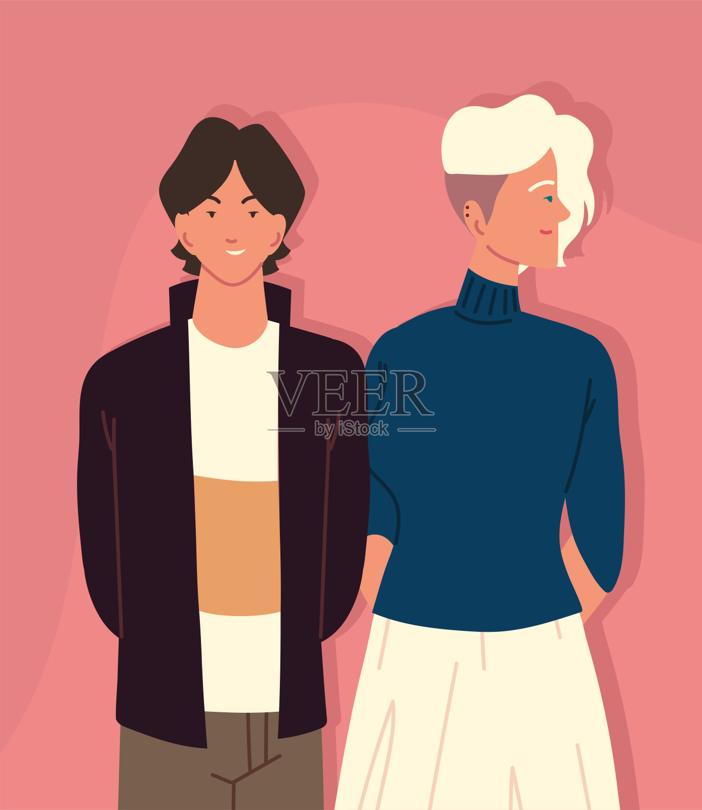 年轻夫妇的关系插画图片素材