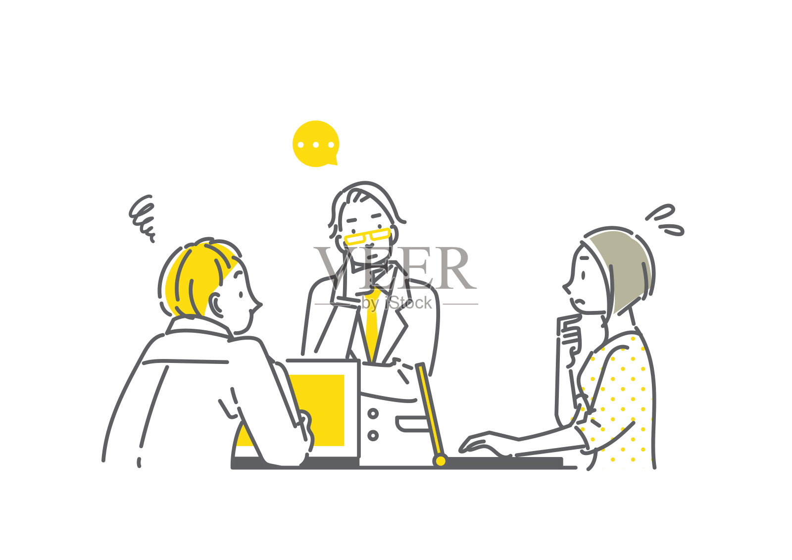 商务会议，3人插画图片素材