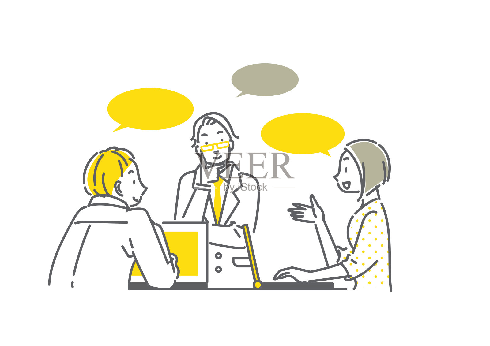 商务会议，3人插画图片素材