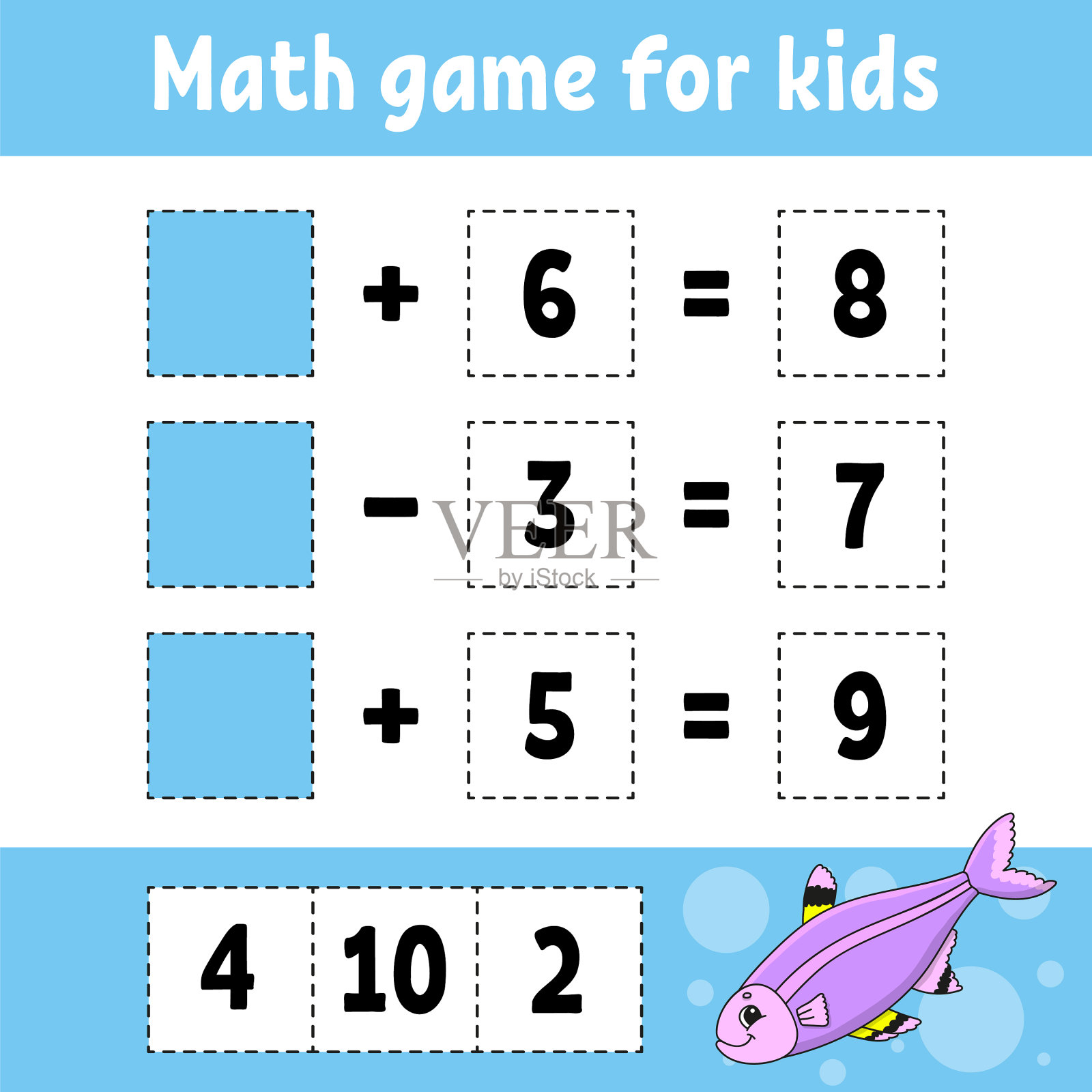 数学游戏为孩子的教育开发工作表插画图片素材