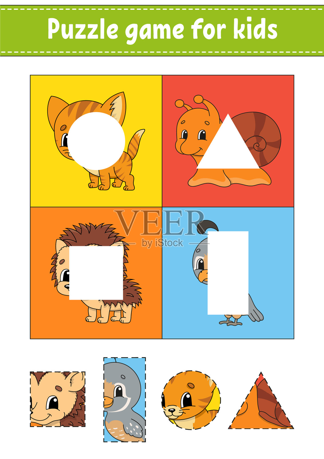 益智游戏的孩子剪切和粘贴剪切插画图片素材