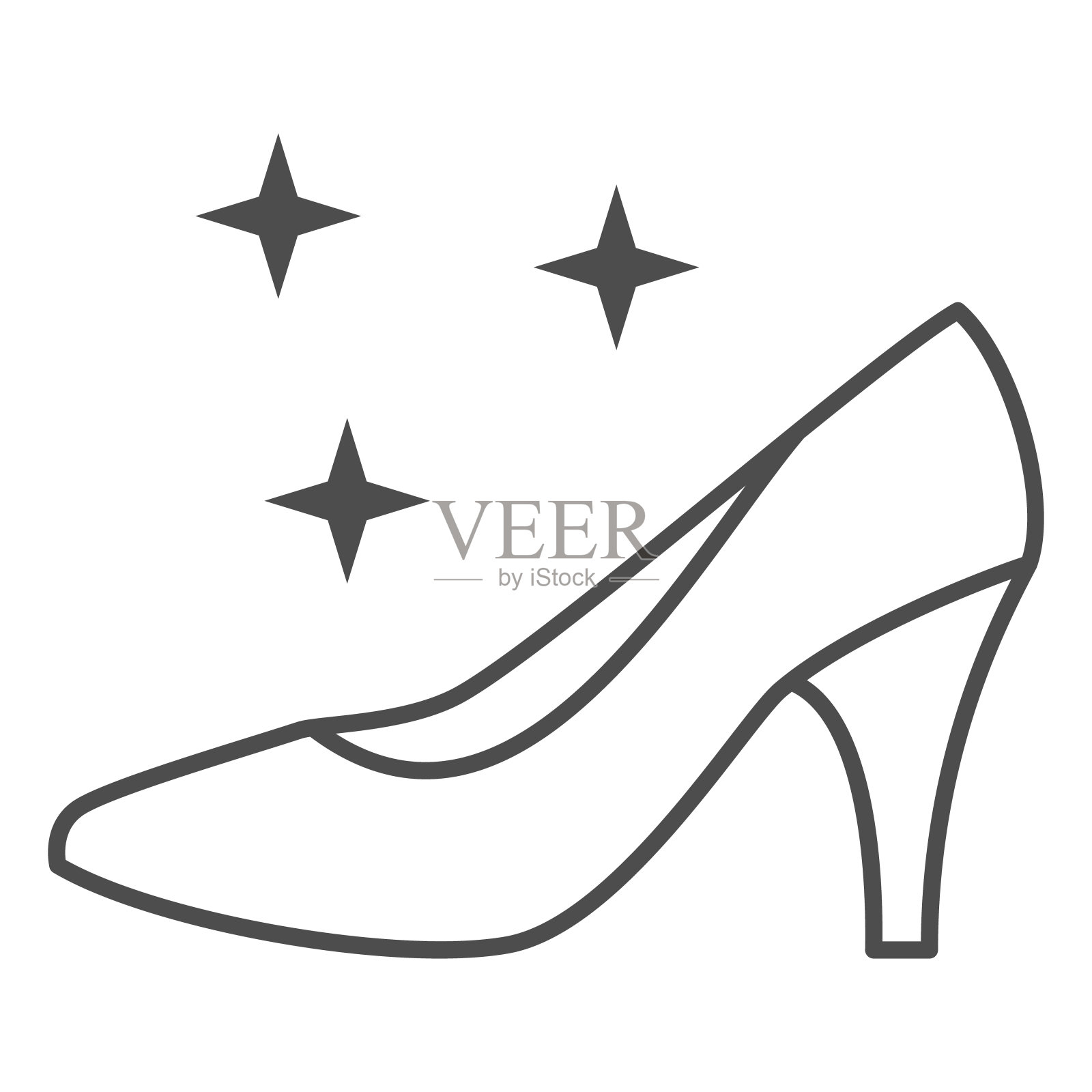 女鞋细线图标，3月8日概念，白色背景上的优雅女鞋标志，高跟鞋标志图标在轮廓风格的移动概念和网页设计。矢量图形。插画图片素材
