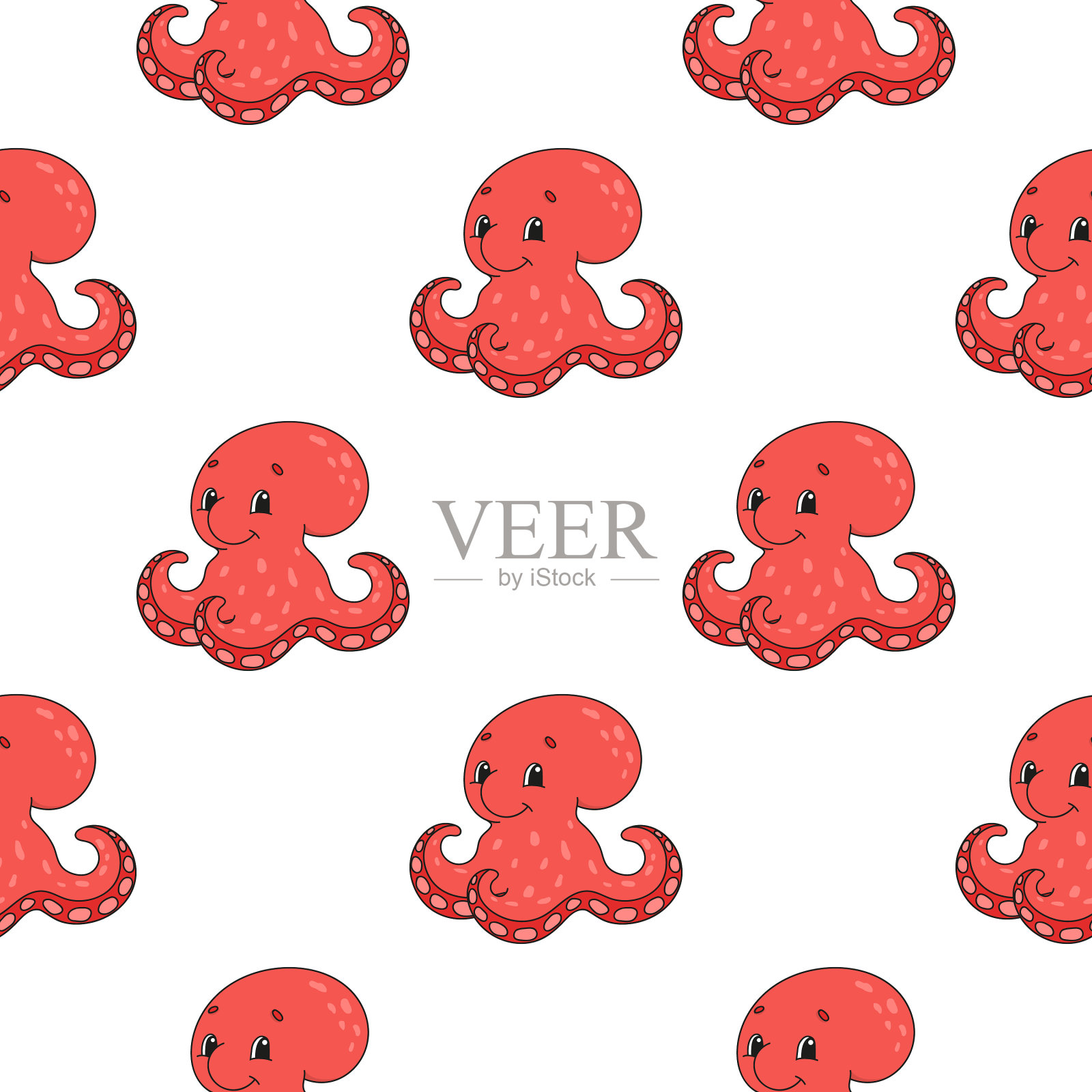 色彩无缝图案卡通风格鲜明插画图片素材