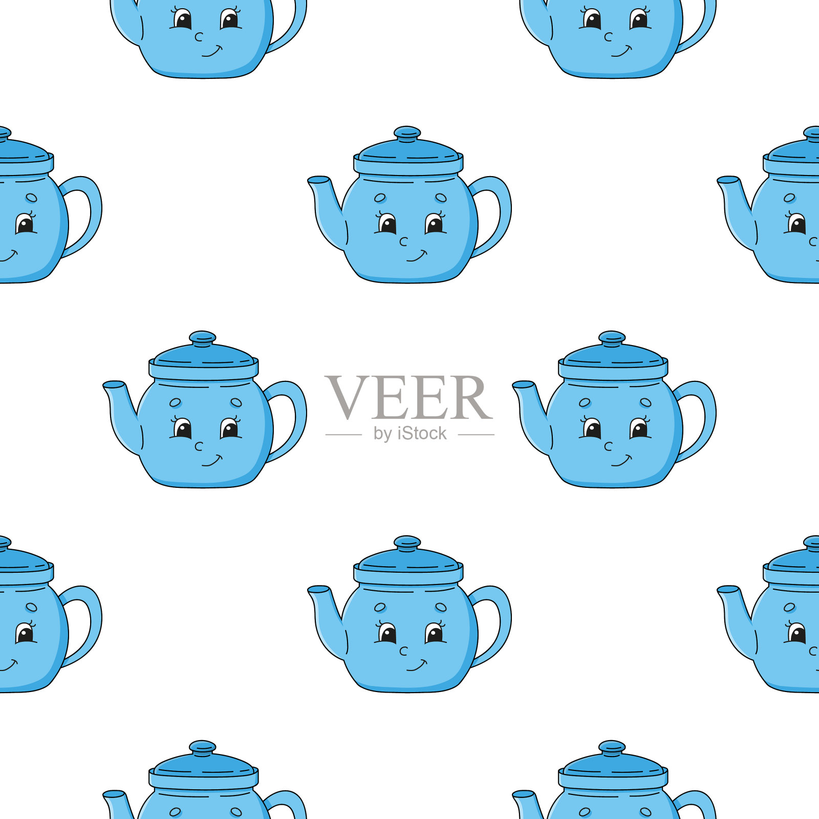 色彩无缝图案卡通风格鲜明插画图片素材