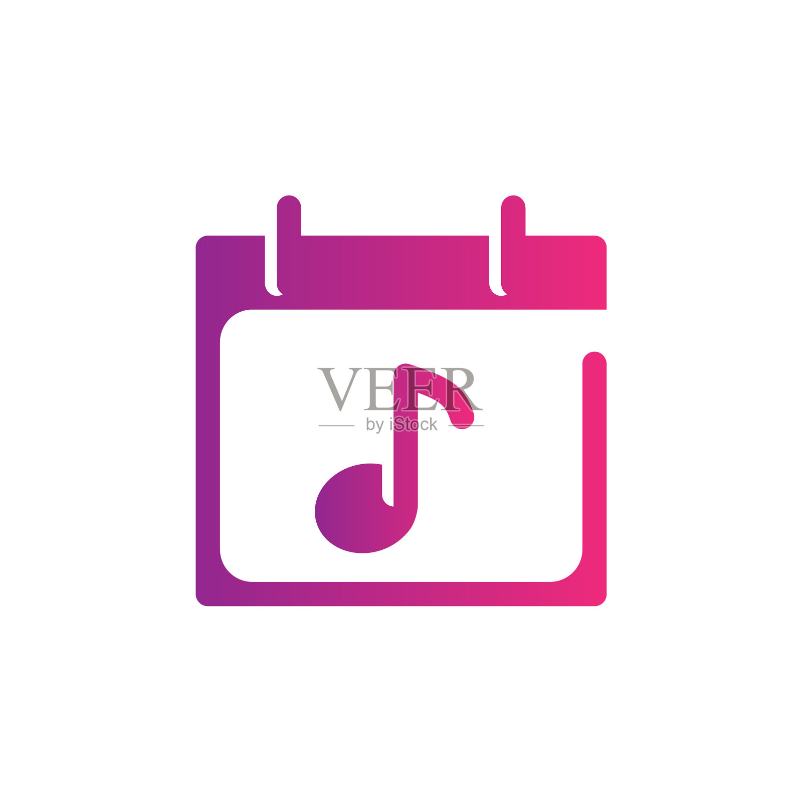 音乐会渐变图标日历和日期在白色设计元素图片