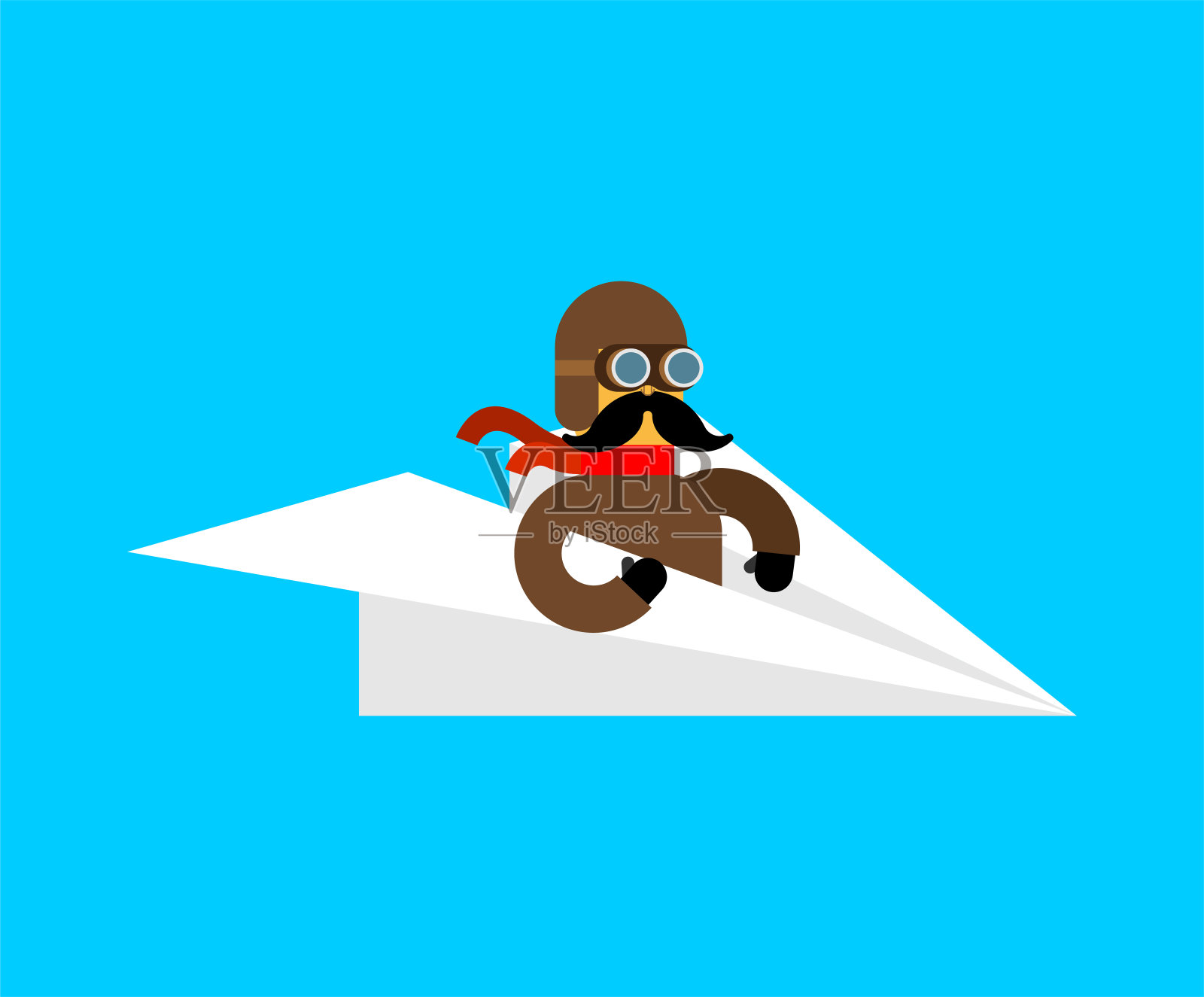 纸飞机上的飞行员。矢量图插画图片素材