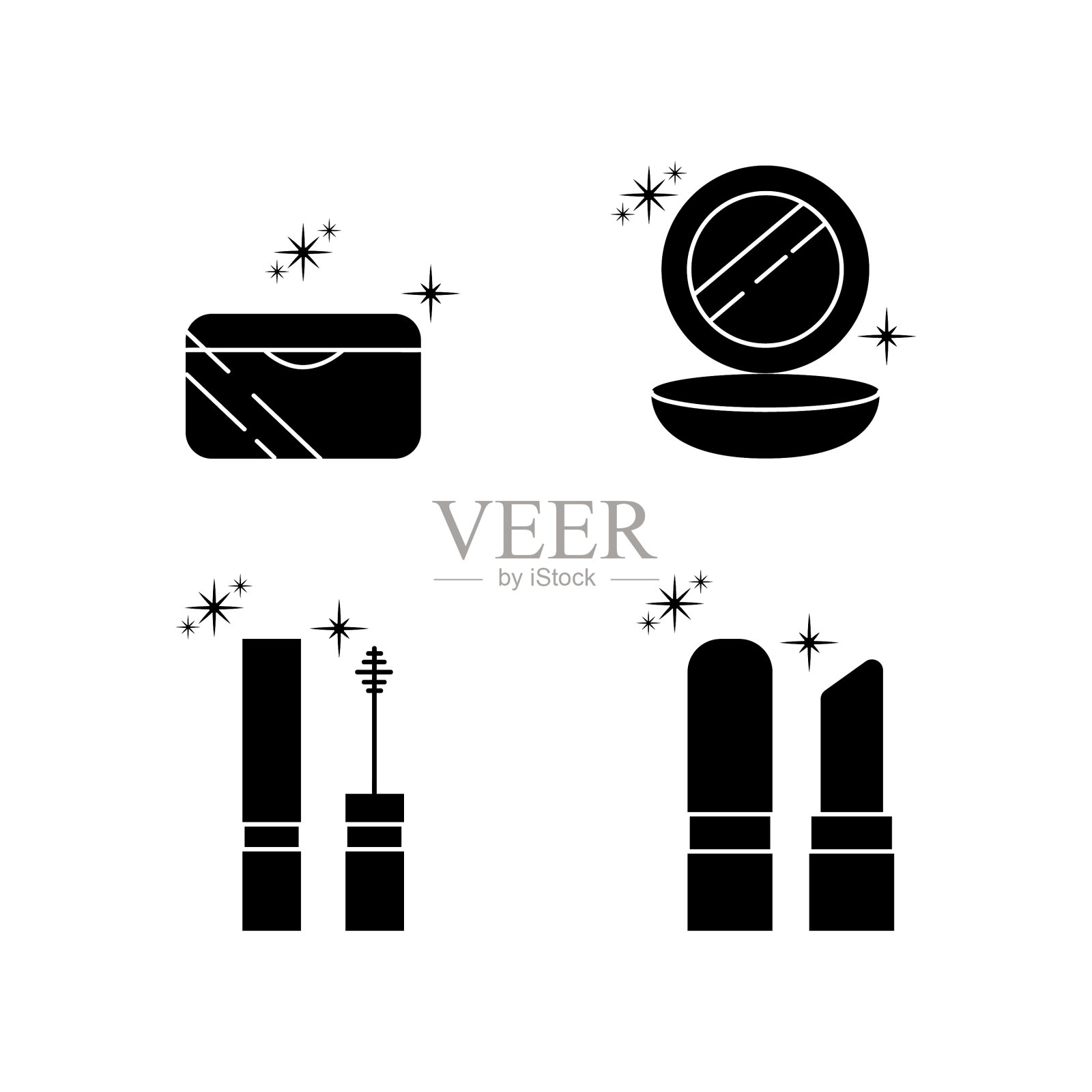 设置剪影化妆和化妆品图标图标素材