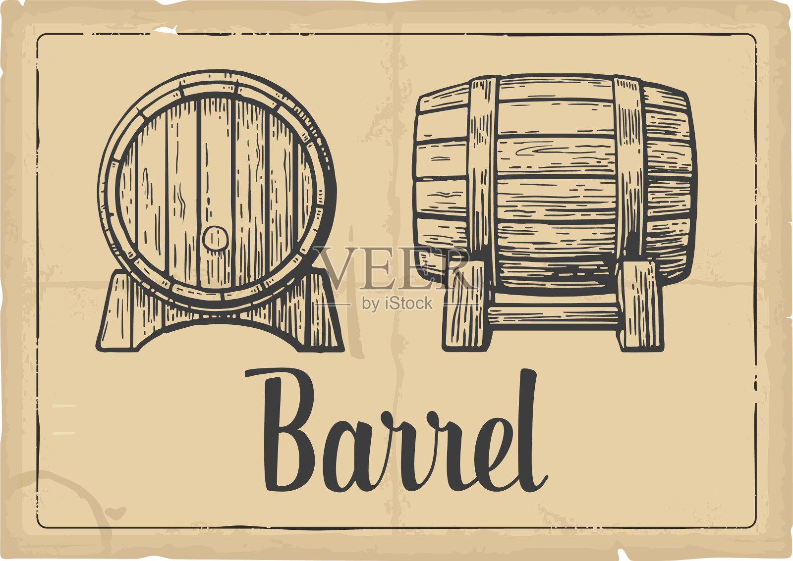 木桶版画图标素材