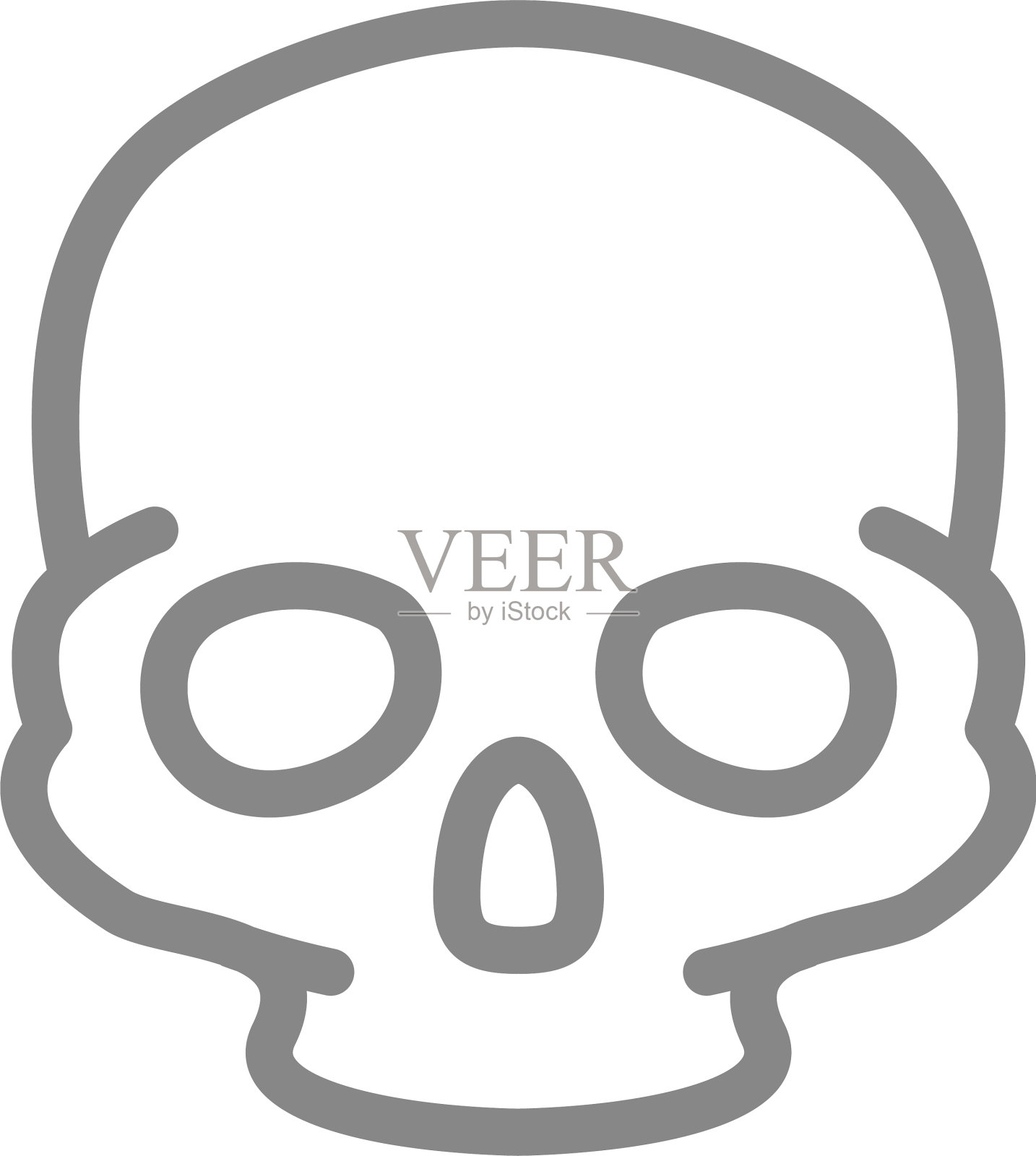 人类颅骨线条图标头部骨骼结构符号设计元素图片