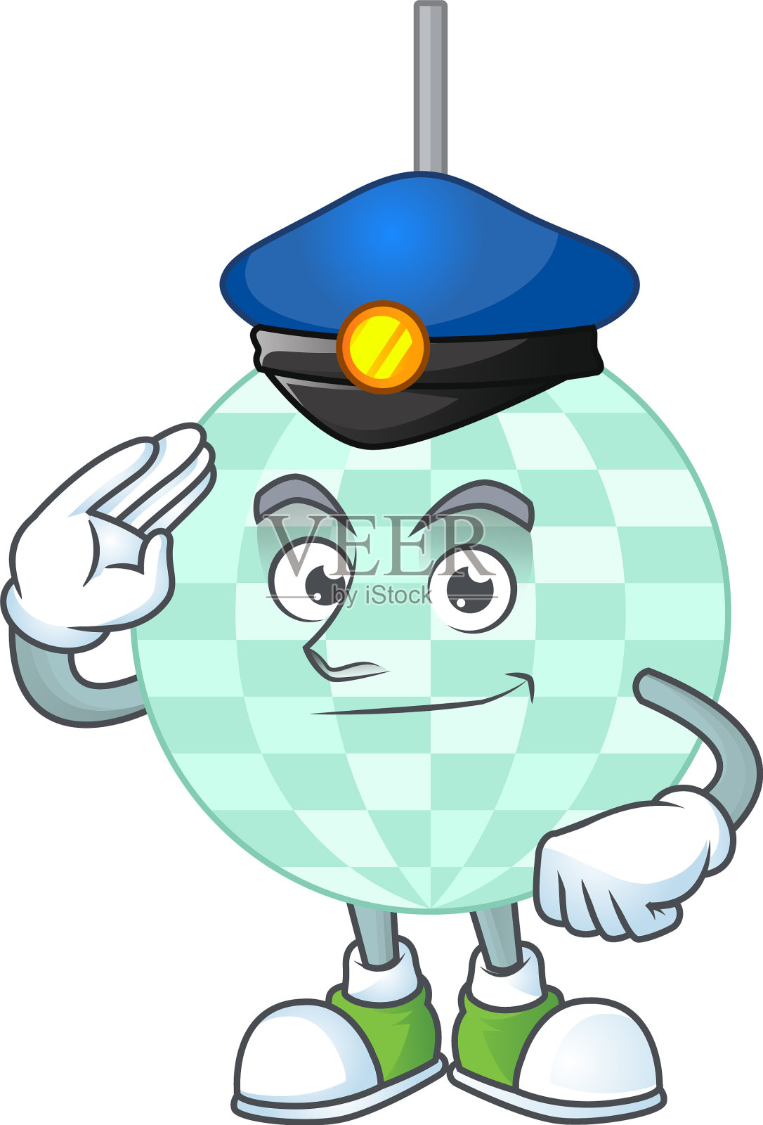 一个专门的警察迪斯科球卡通设计元素图片