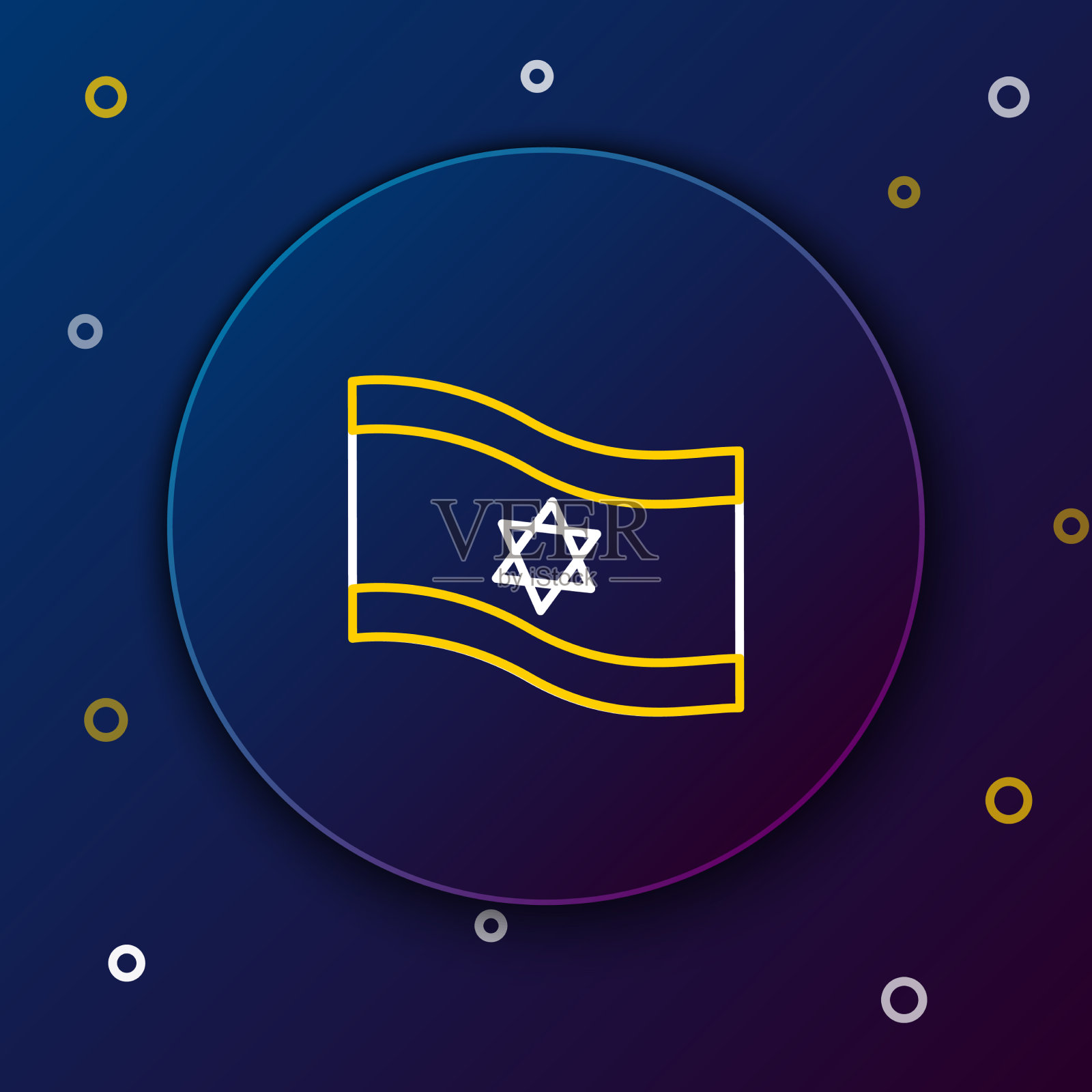 线旗以色列图标孤立在蓝色插画图片素材