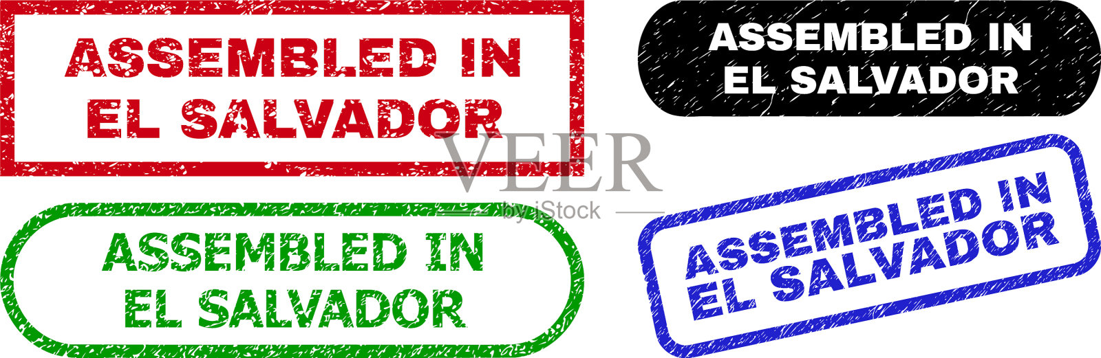 在萨尔瓦多组装的矩形邮票印章插画图片素材