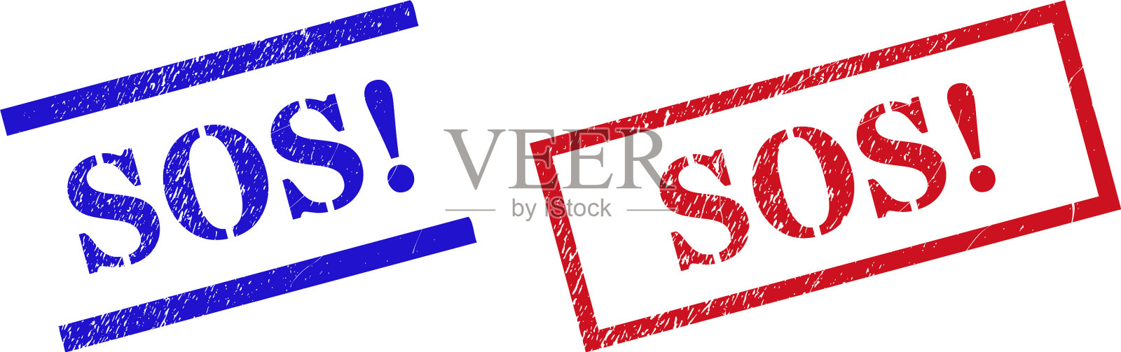SOS感叹grunge刮邮票印章用插画图片素材