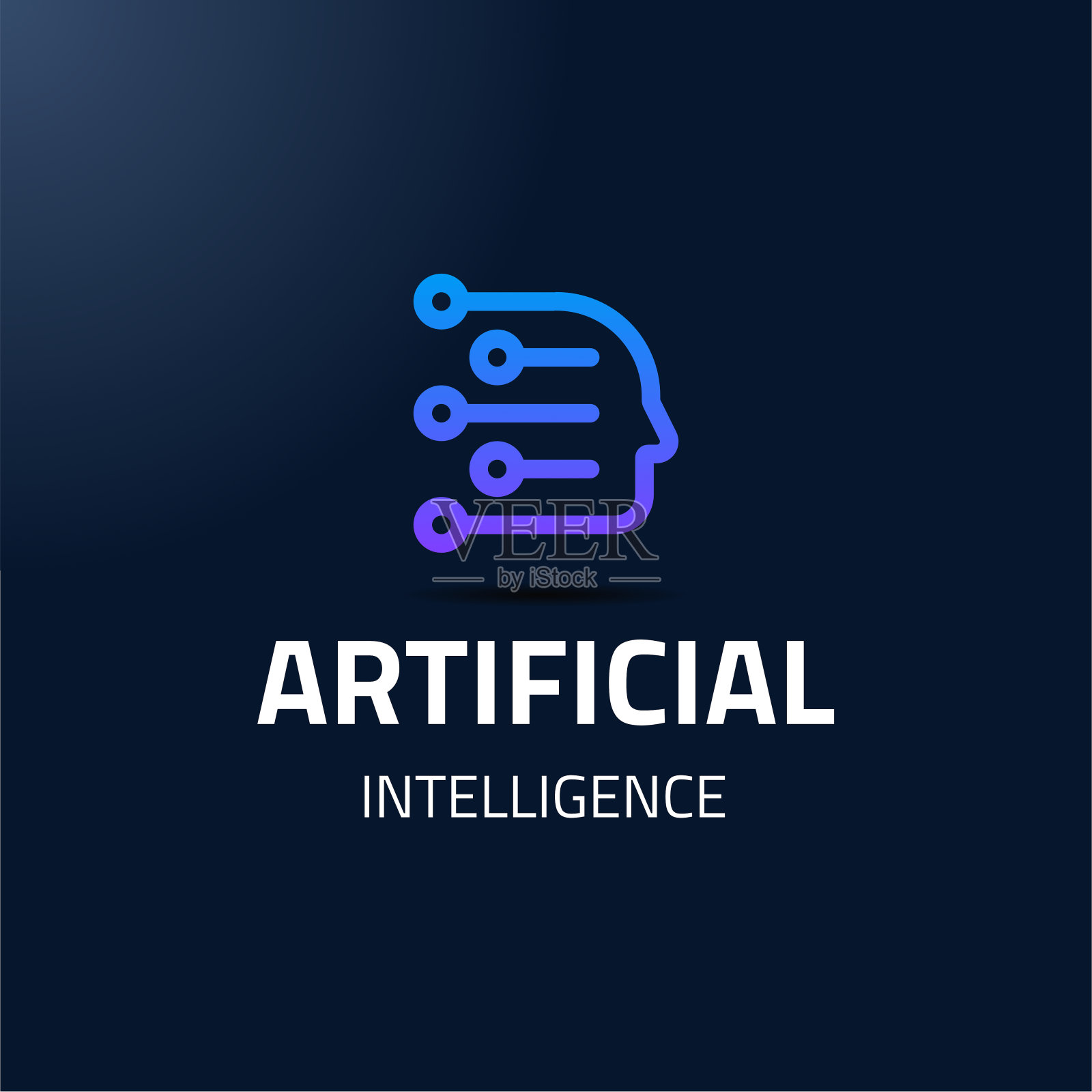 矢量标识人工智能人头数字电路最小插画图片素材