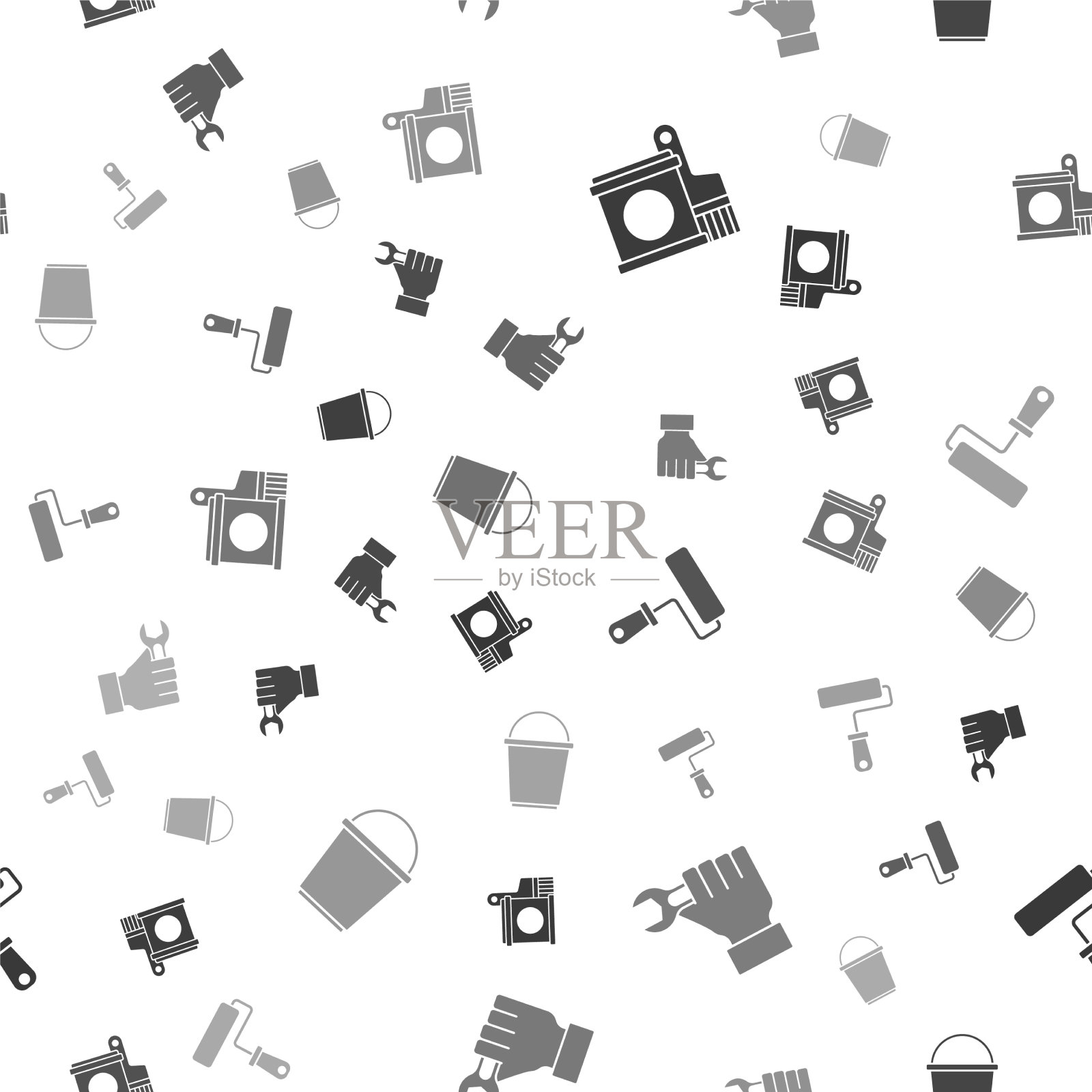 设置油漆桶和刷扳手图标素材