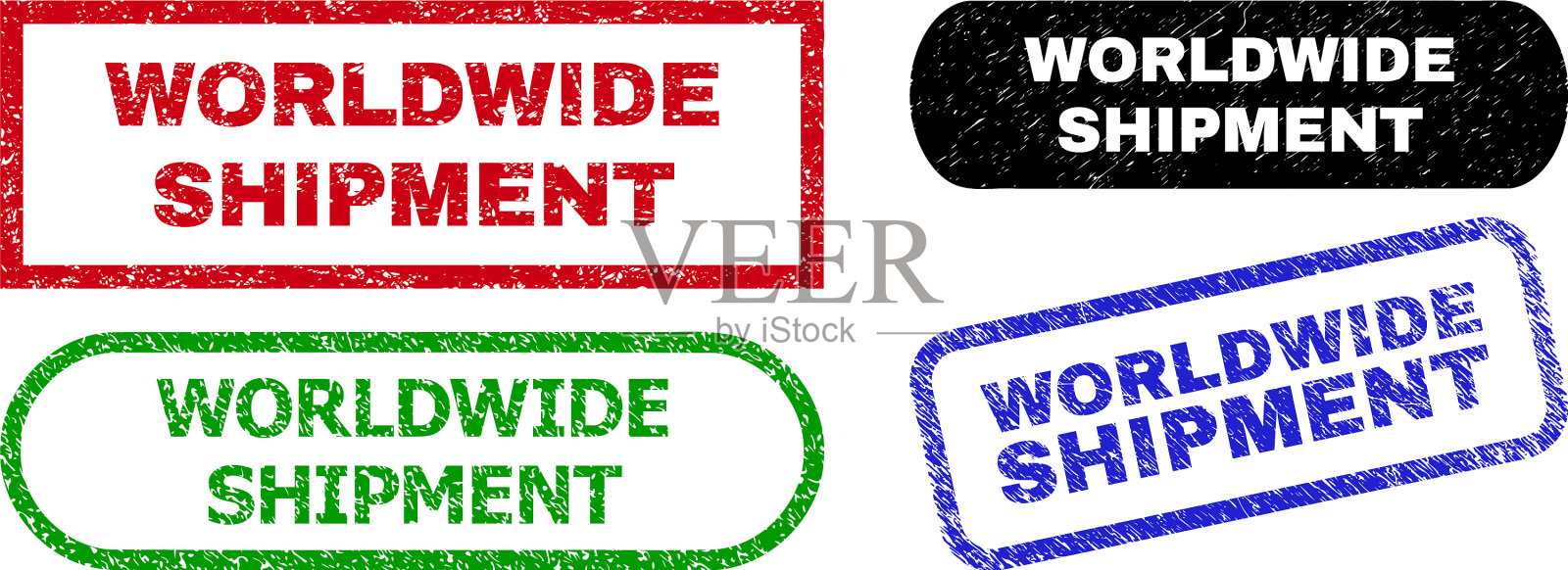 全球出货用矩形水印插画图片素材