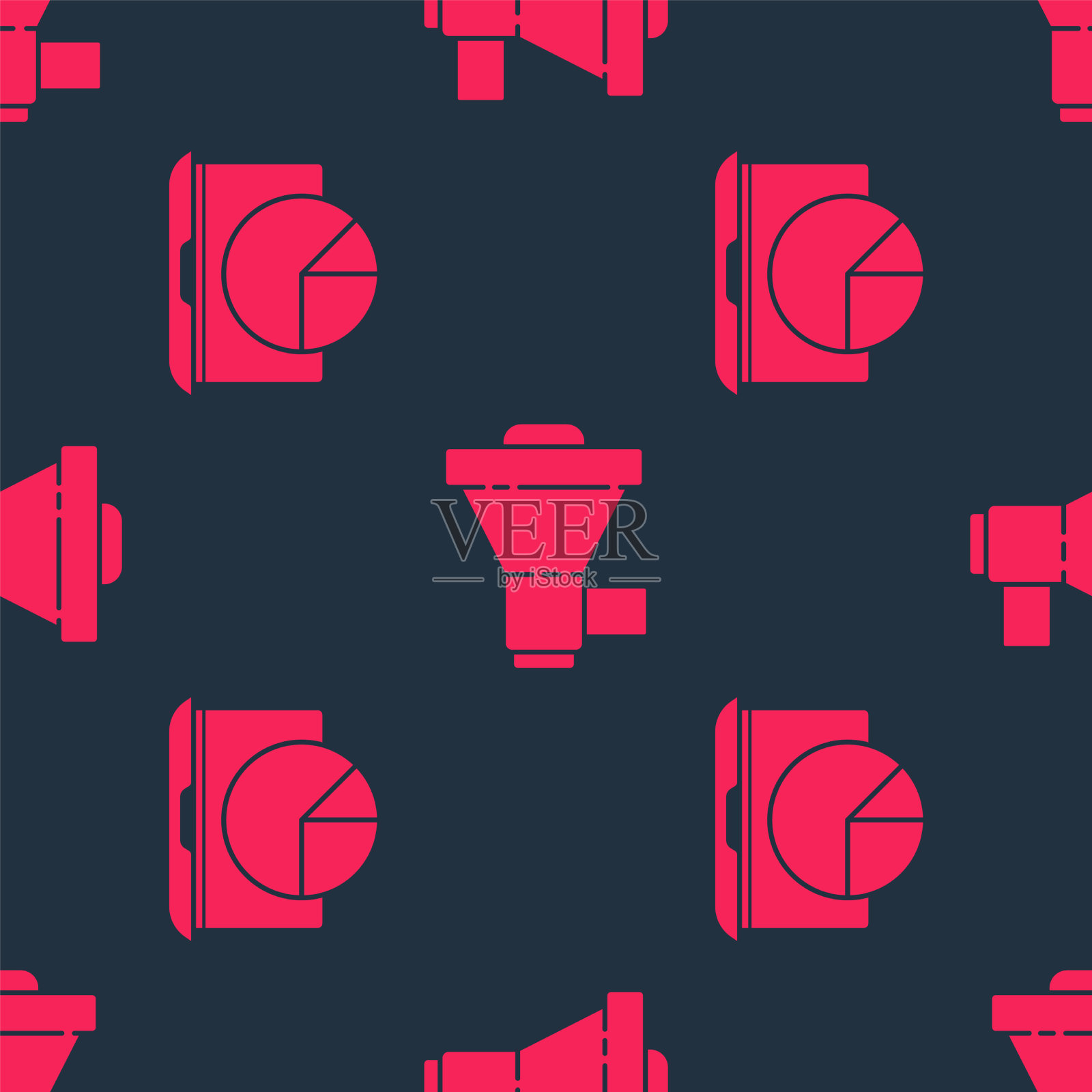 设置笔记本电脑与图表和扩音器图标素材