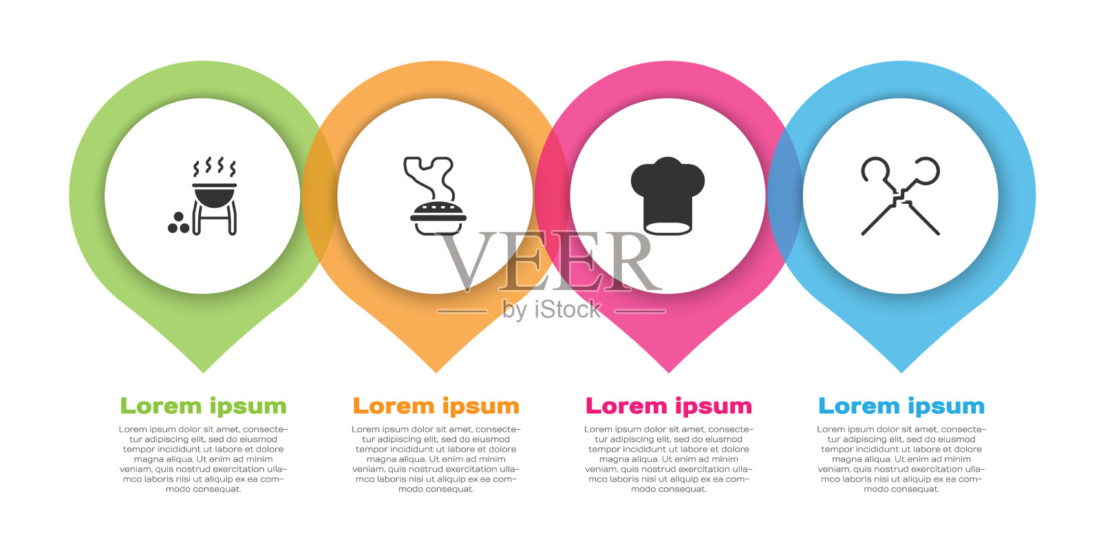设置烧烤，自制馅饼厨师帽和烧烤图标素材