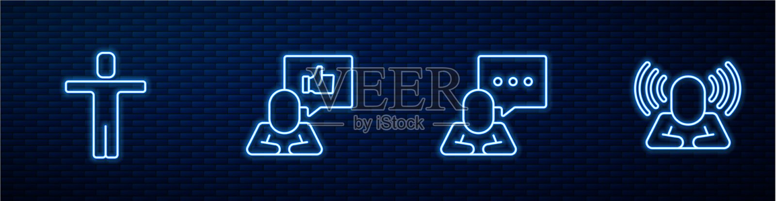 设行语音泡泡聊天头找手插画图片素材