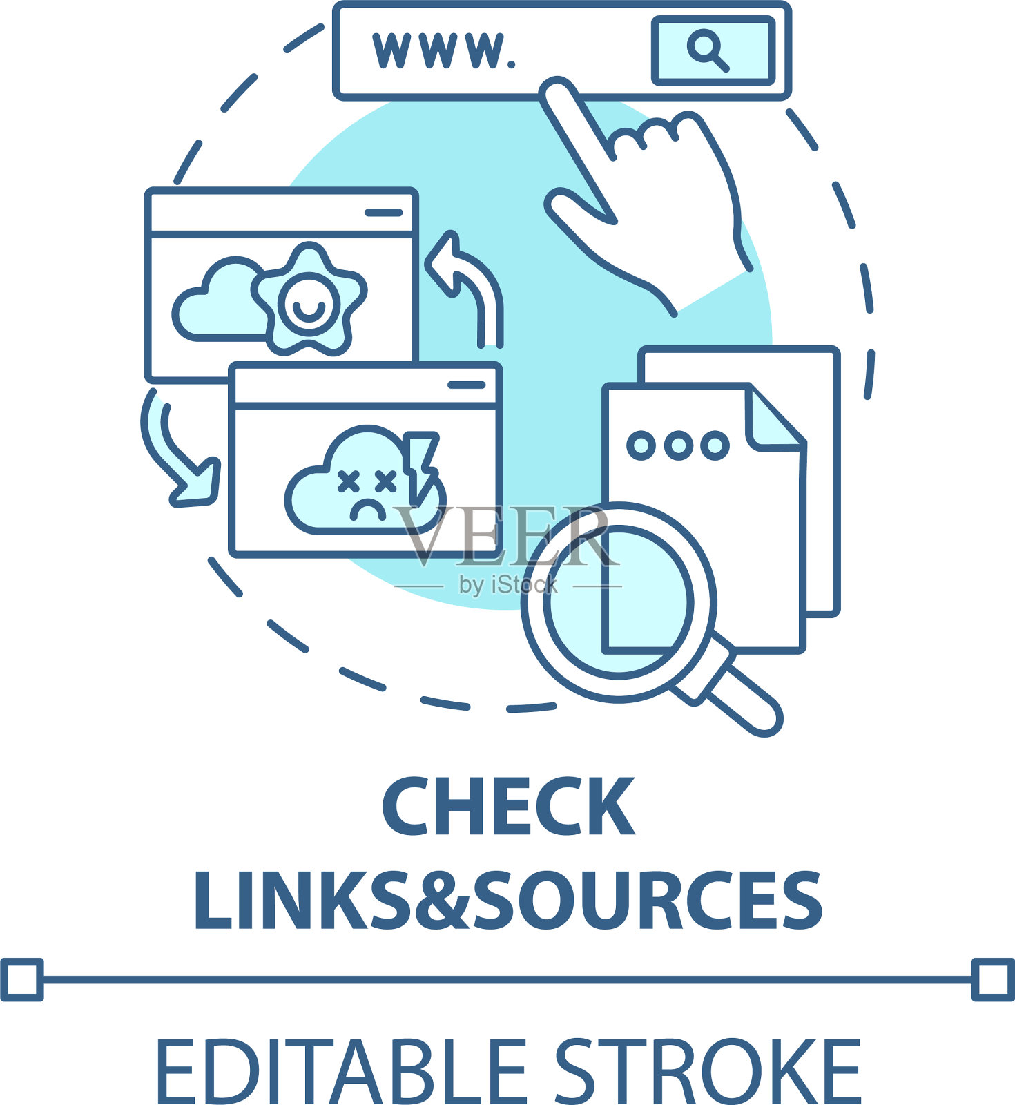 检查链接和来源概念图标插画图片素材