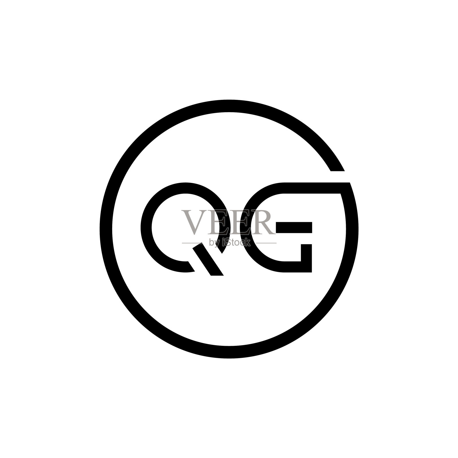初始圆字母qg标志设计模板qg设计元素图片