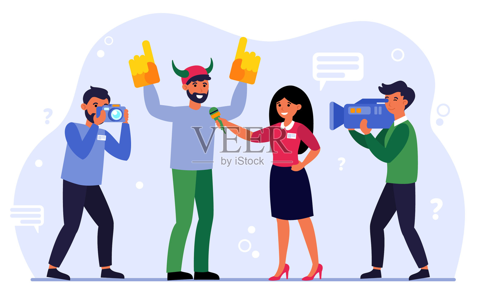 女记者采访男粉丝设计元素图片