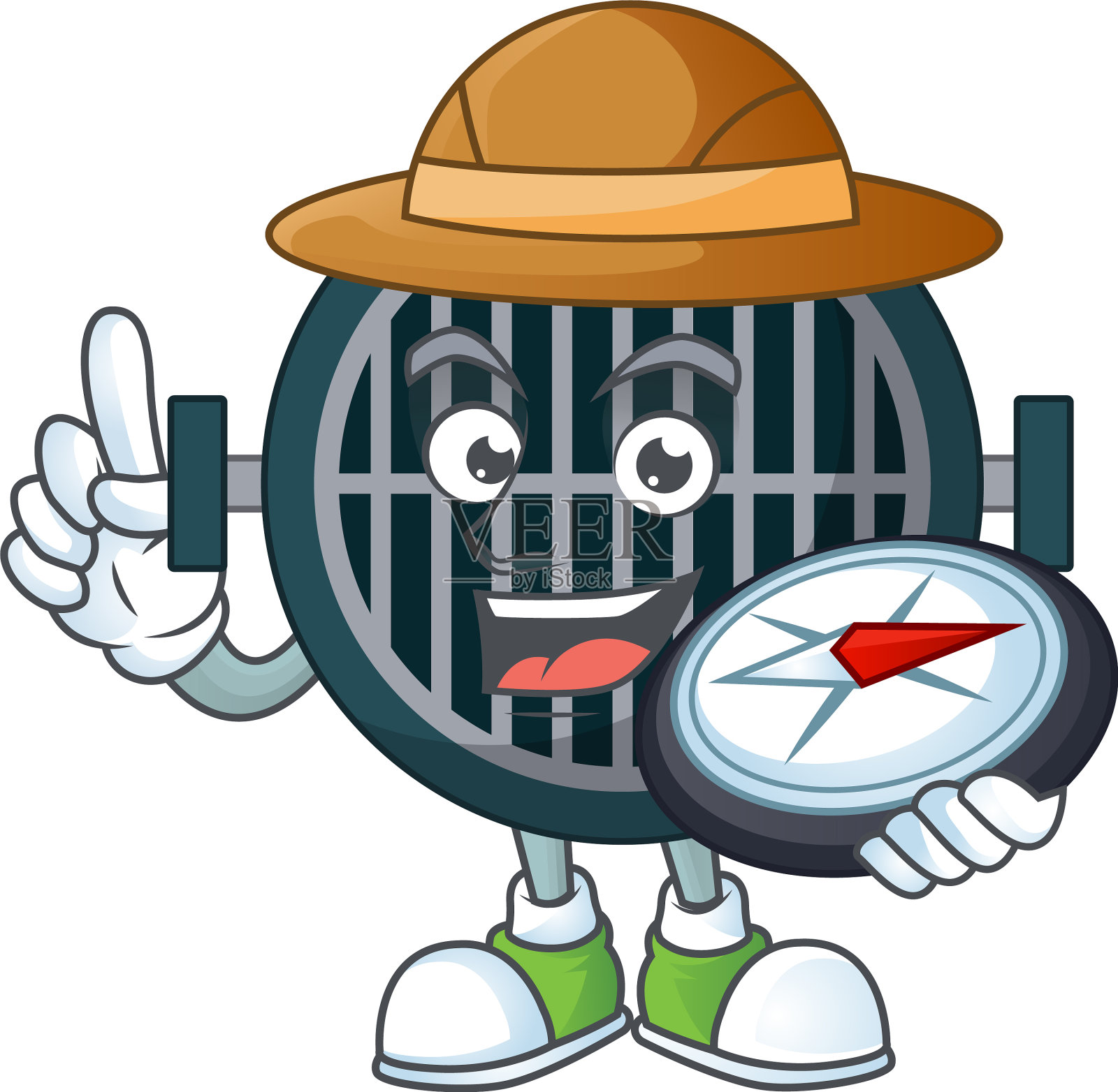 体验探险家烧烤卡通使用指南针设计元素图片