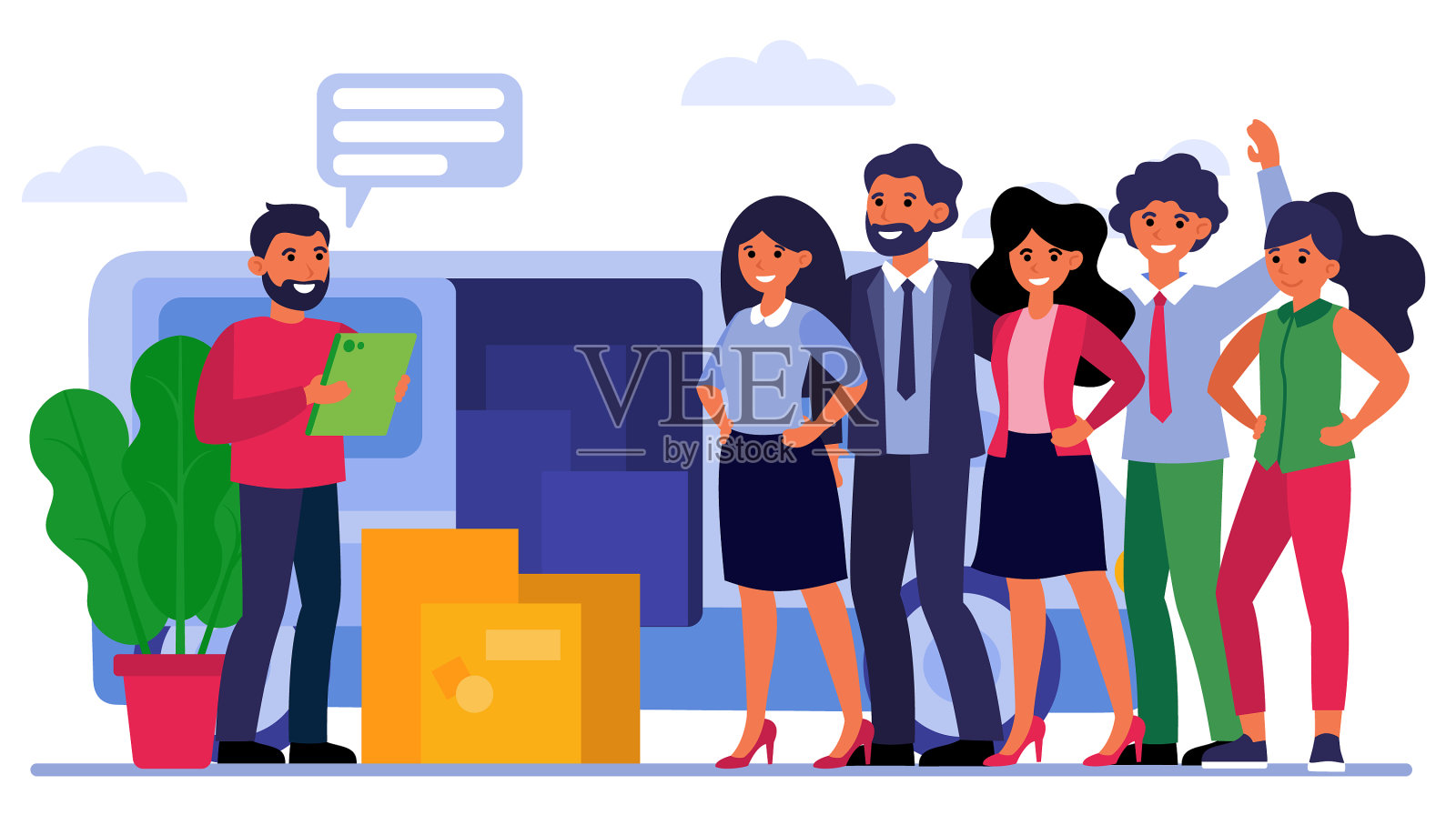 团队快乐的人从信使接收订单设计元素图片