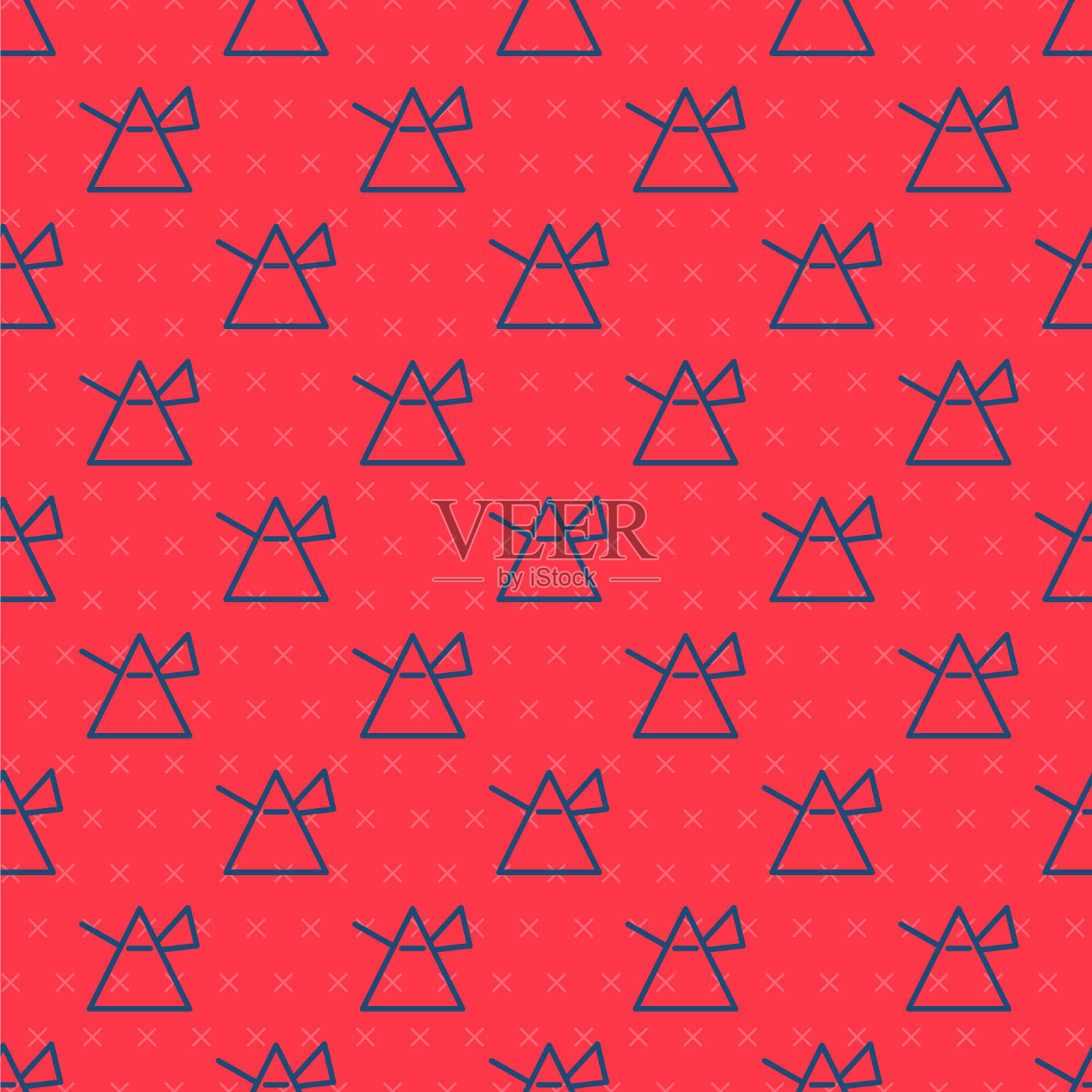 蓝线光线在棱镜图标孤立插画图片素材