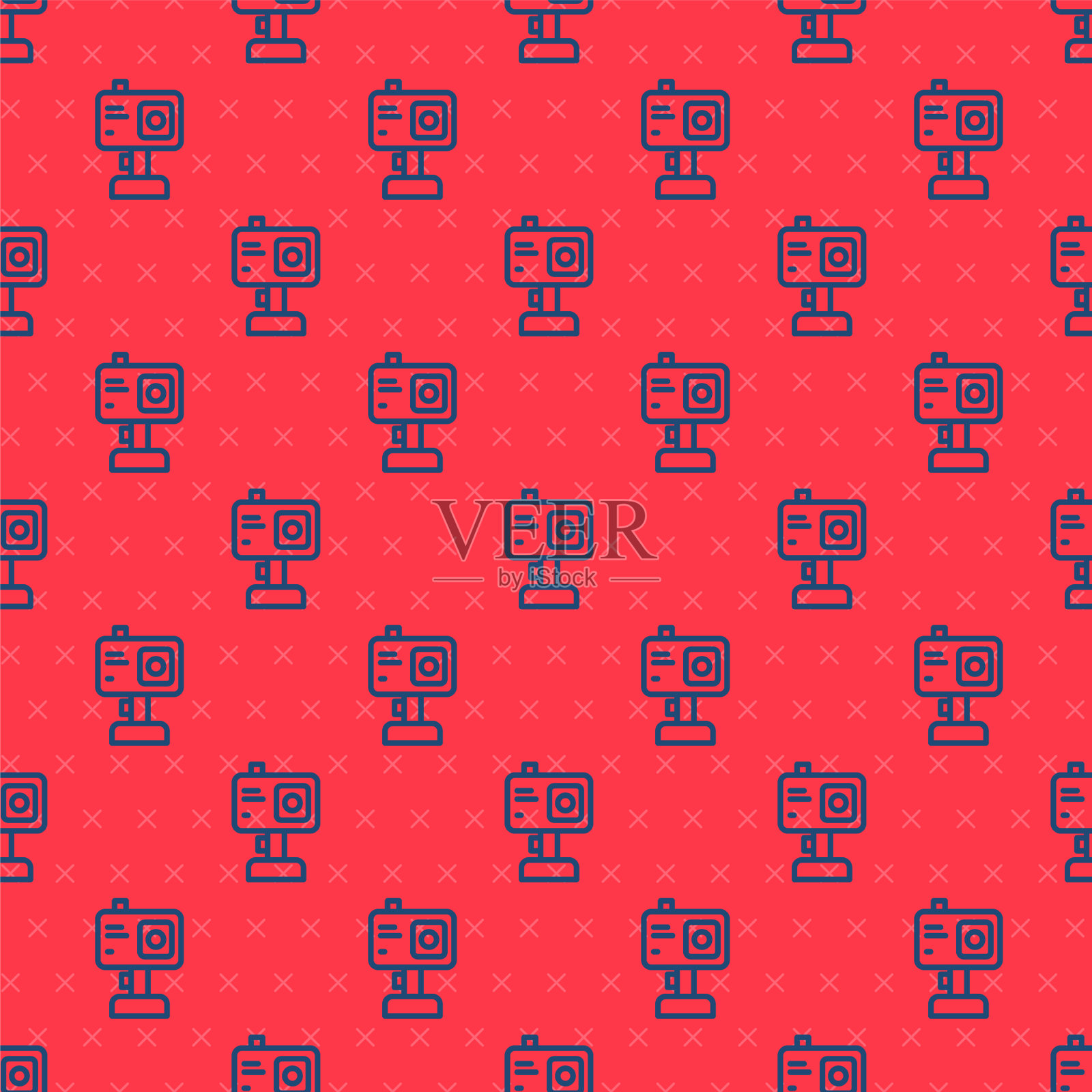 蓝线行动极端相机图标孤立插画图片素材