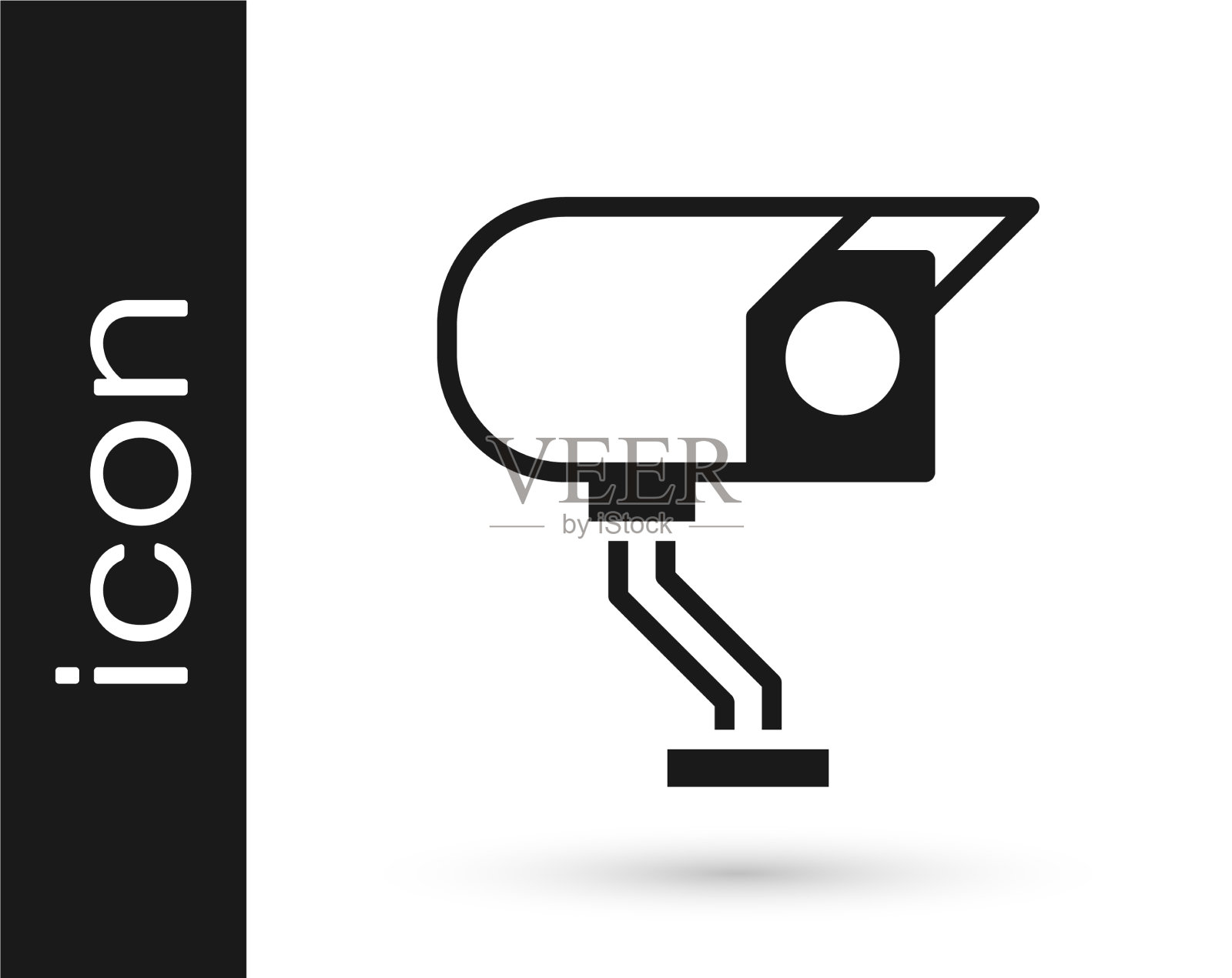 黑色摄像头图标隔离在白色上图标素材