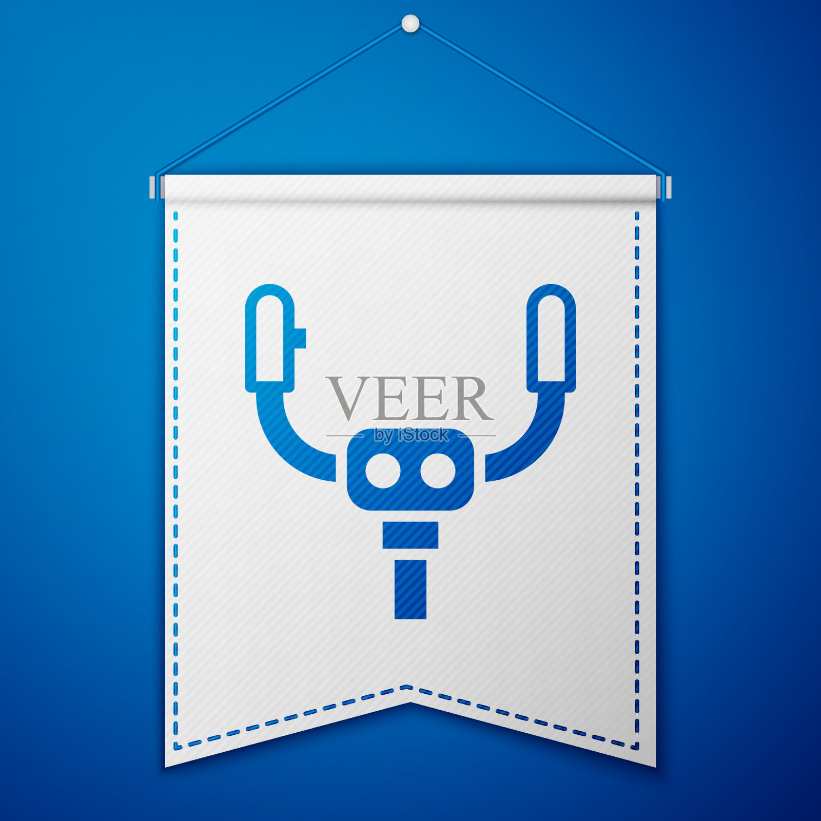 蓝色飞机舵轮图标隔离在蓝色插画图片素材