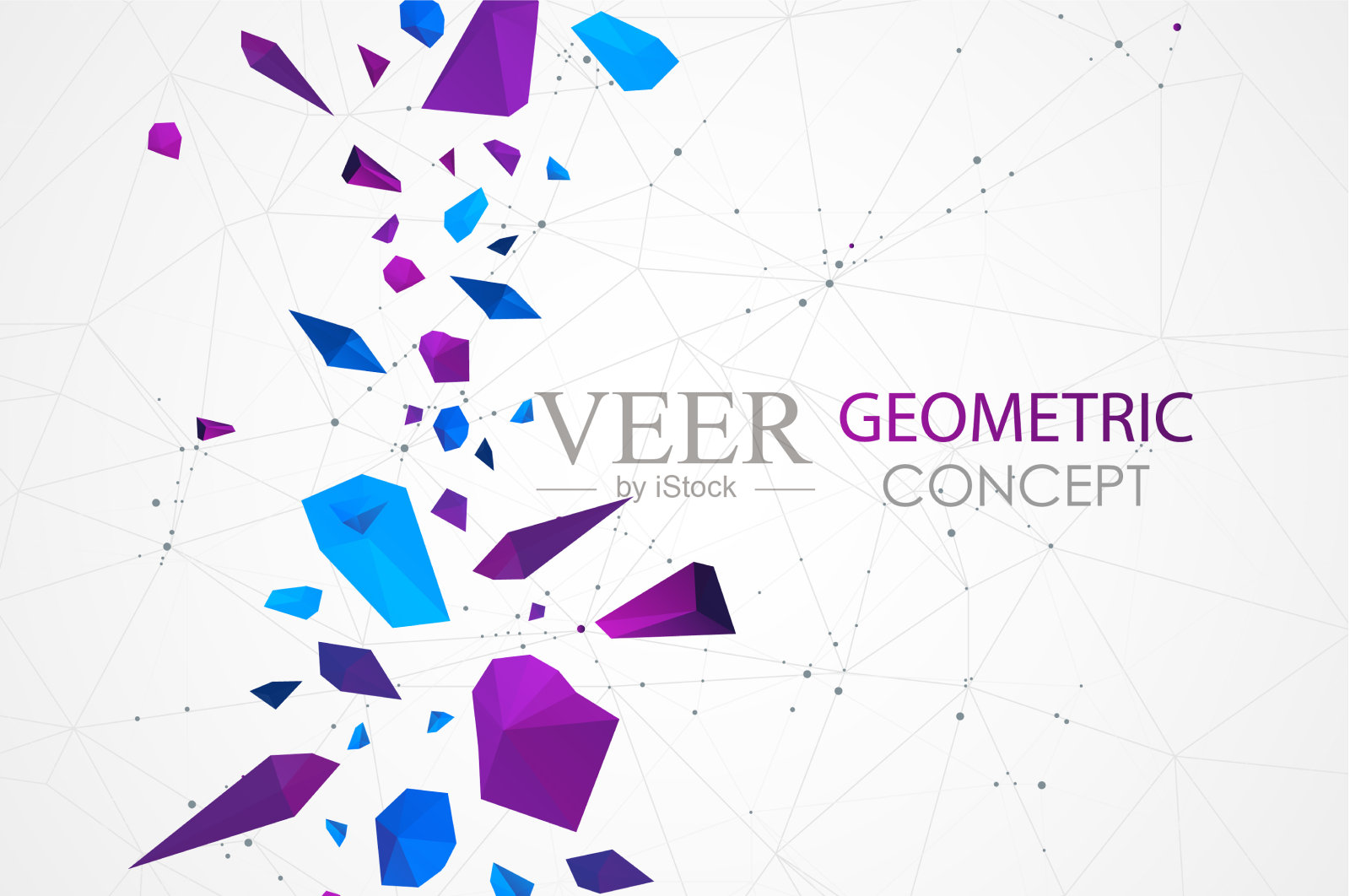 带连接的抽象多边形背景插画图片素材