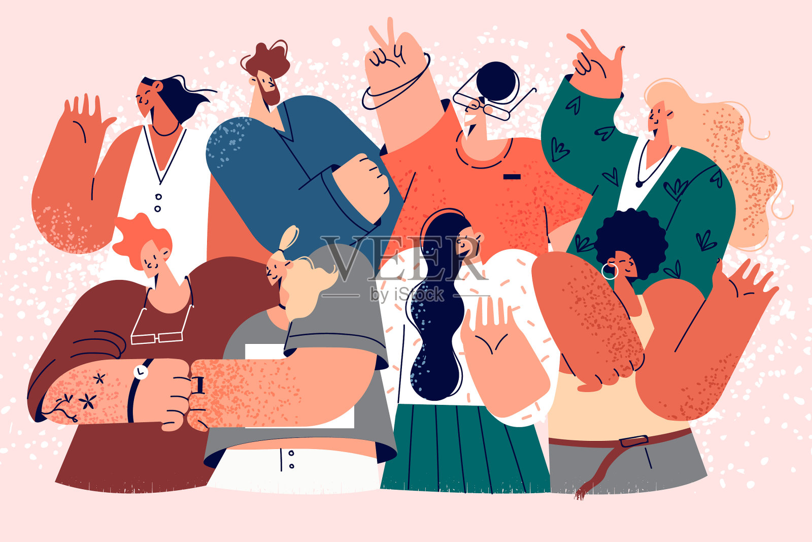 业务团队，员工多元文化团队插画图片素材