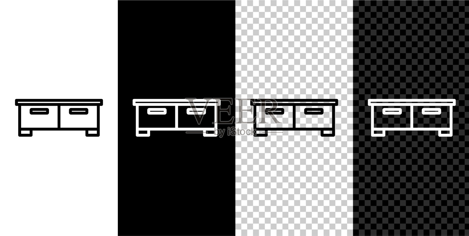 设置线衣柜抽屉图标孤立在黑色图标素材