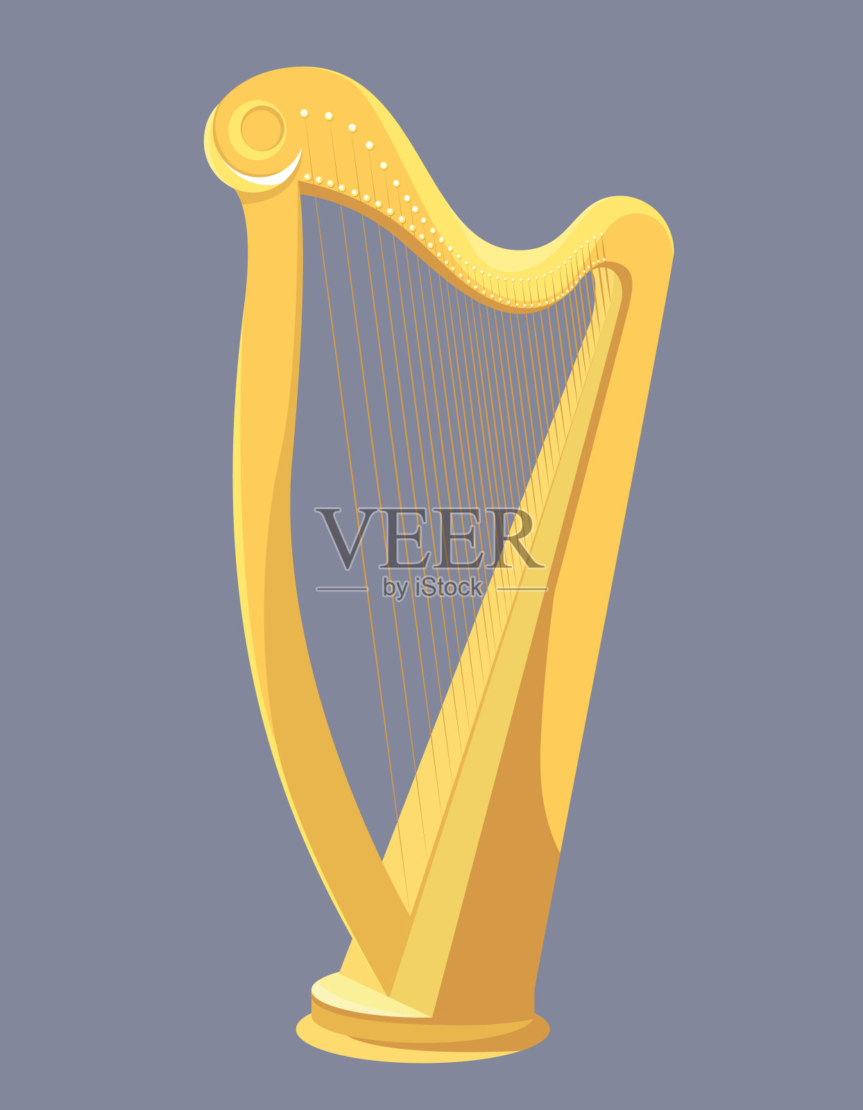 传统的金色的竖琴。设计元素图片