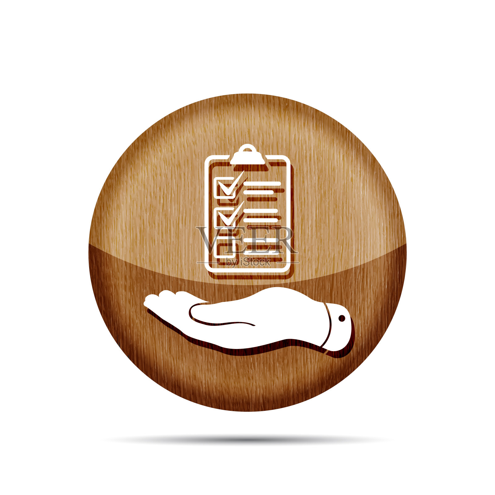 木制的平手与检查列表图标插画图片素材