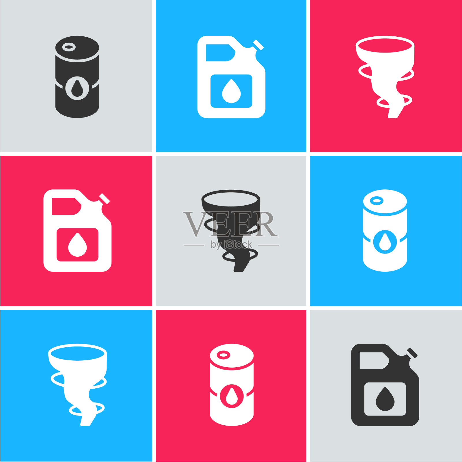 设置汽油和龙卷风桶油罐图标素材