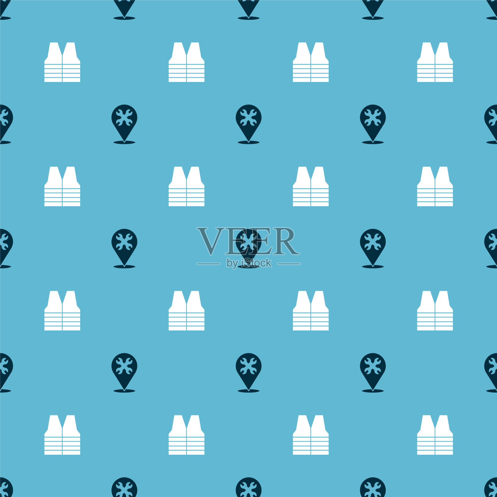 用扳手和安全背心固定位置图标素材