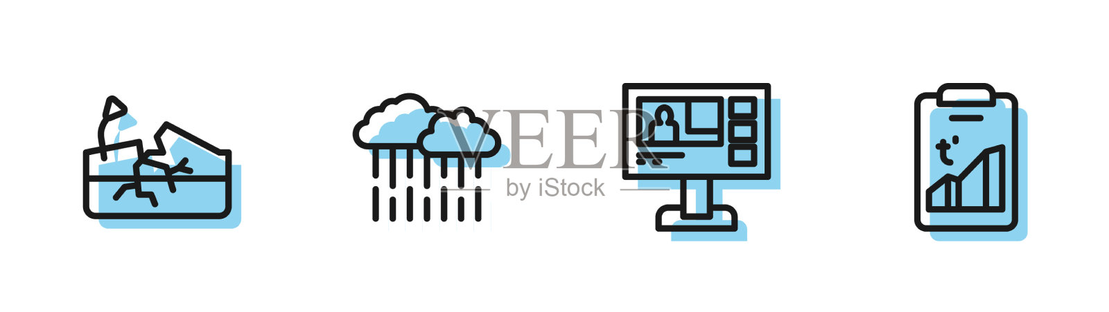 集线电视报道地震云与插画图片素材