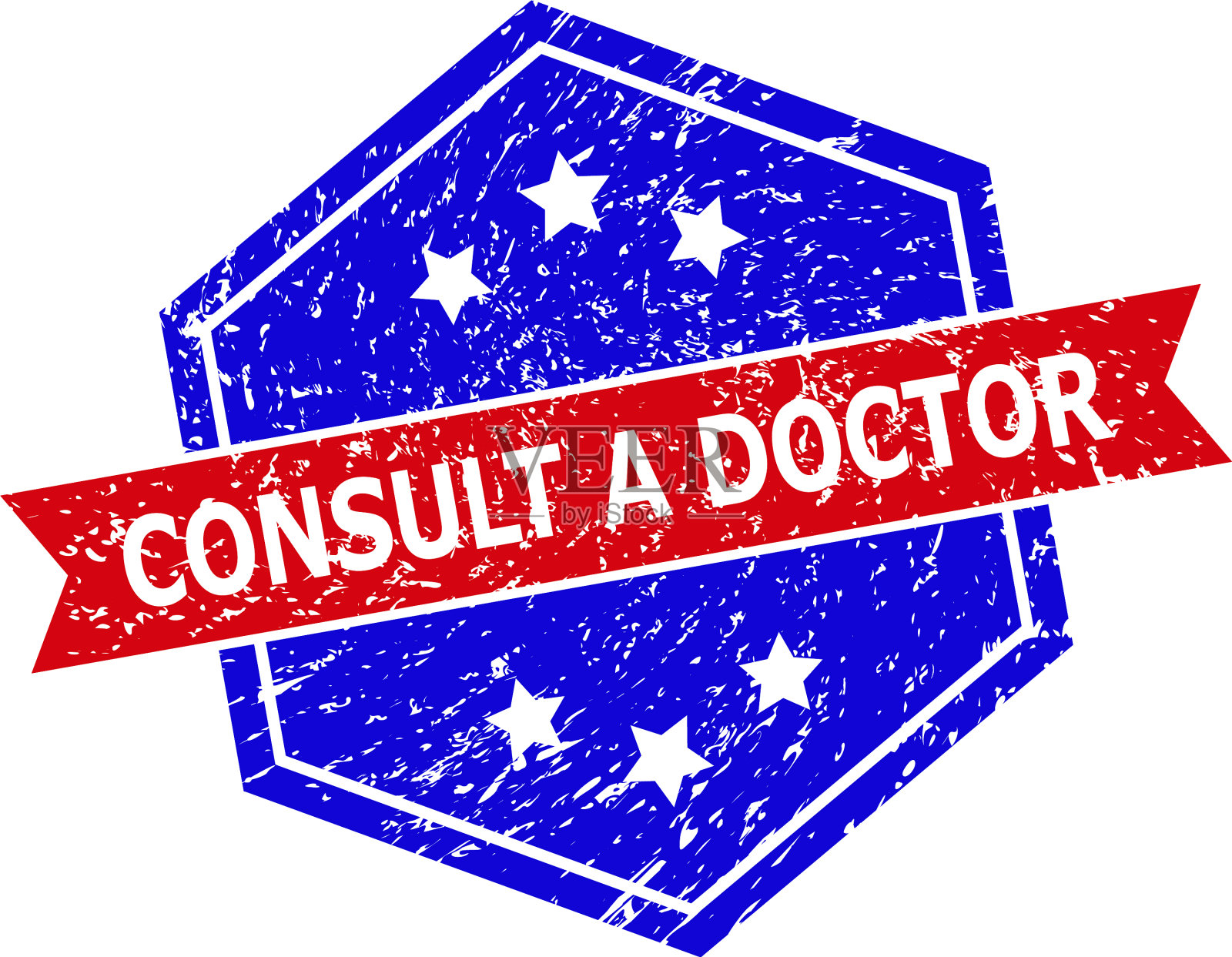 六角双色医用橡皮图章插画图片素材