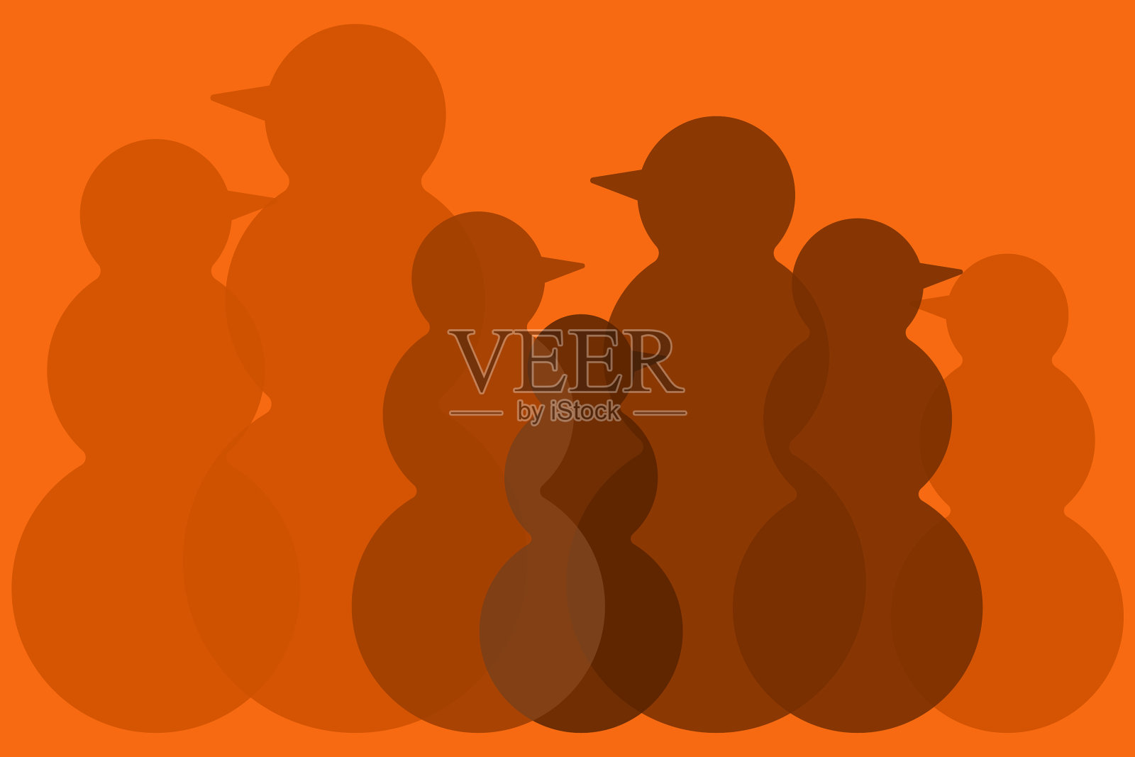 剪影雪人的颜色形象雪人插画图片素材