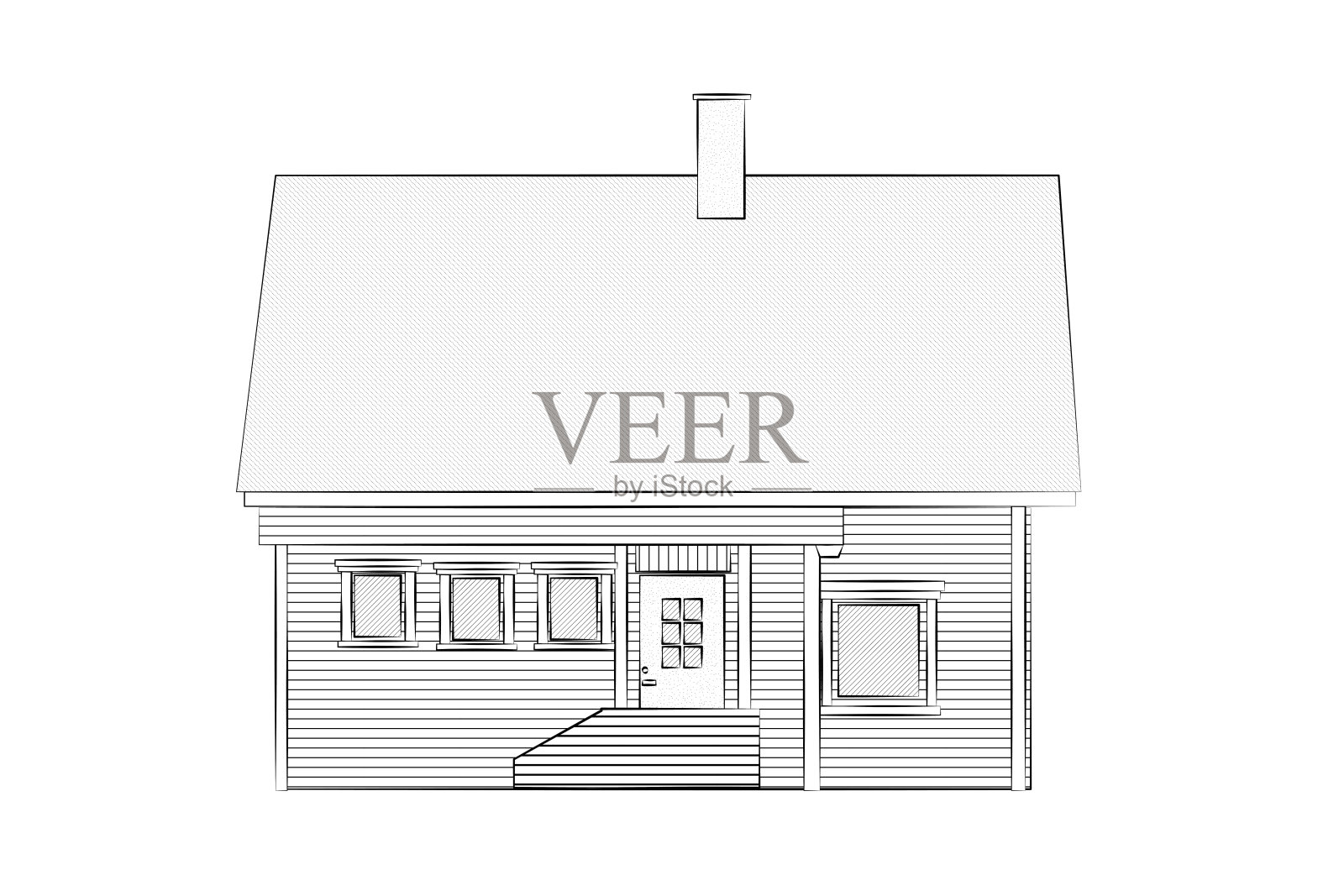房屋插画：小型建筑或房屋的素描图设计元素图片