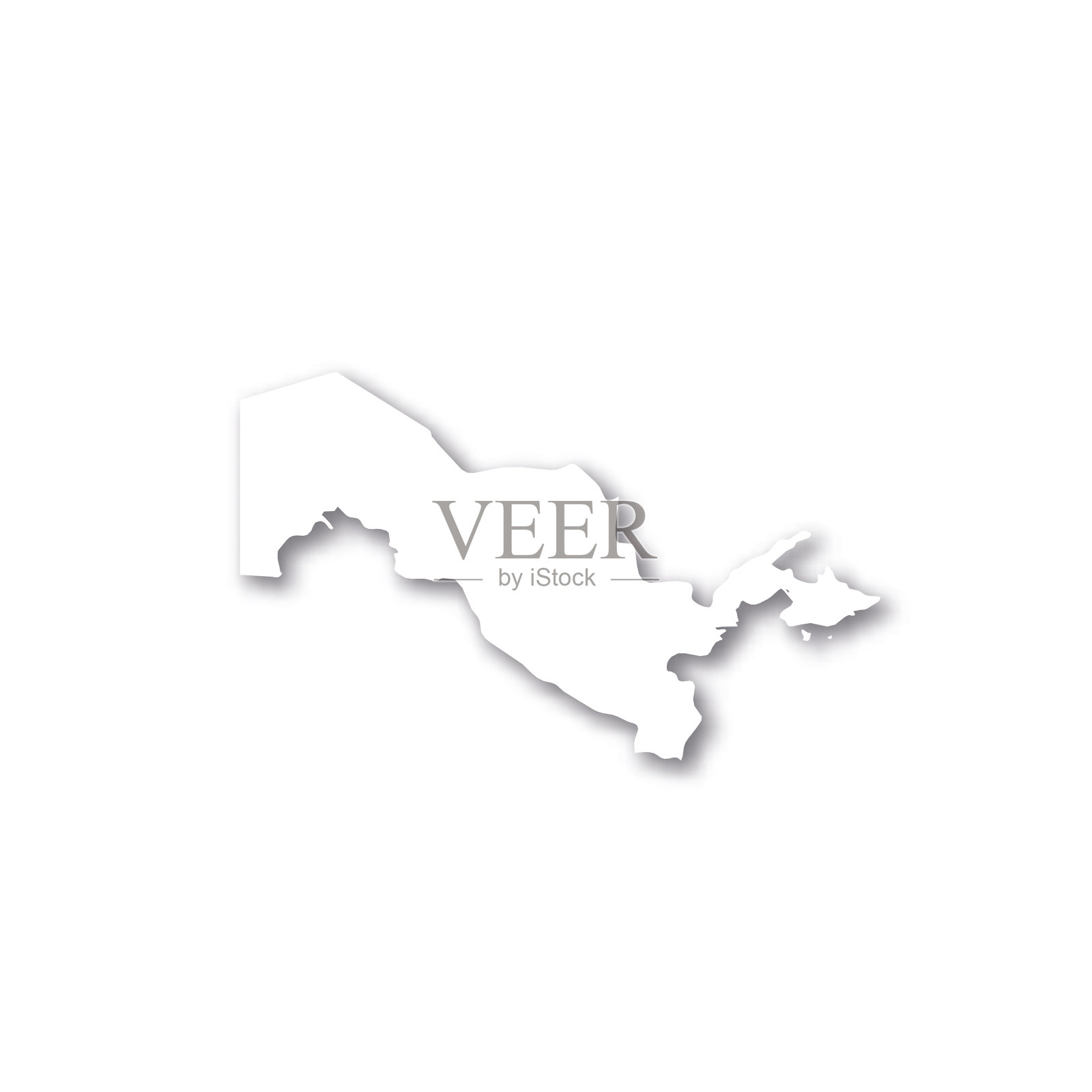 乌兹别克斯坦-白色3d轮廓地图国家插画图片素材