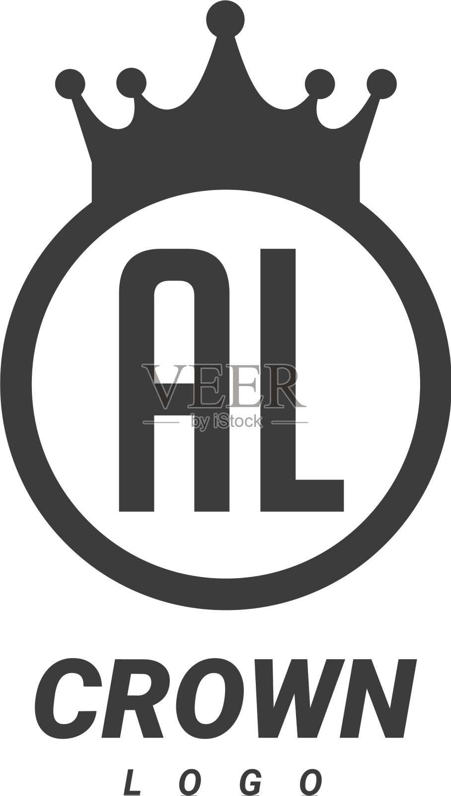Al字母标志设计与圆形皇冠插画图片素材