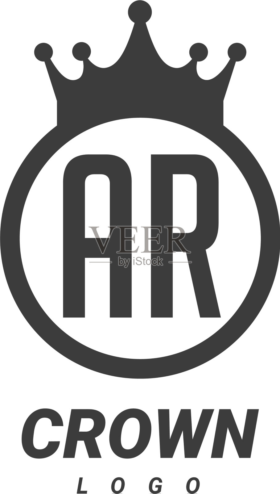 一个带有圆形皇冠的字母标志设计插画图片素材