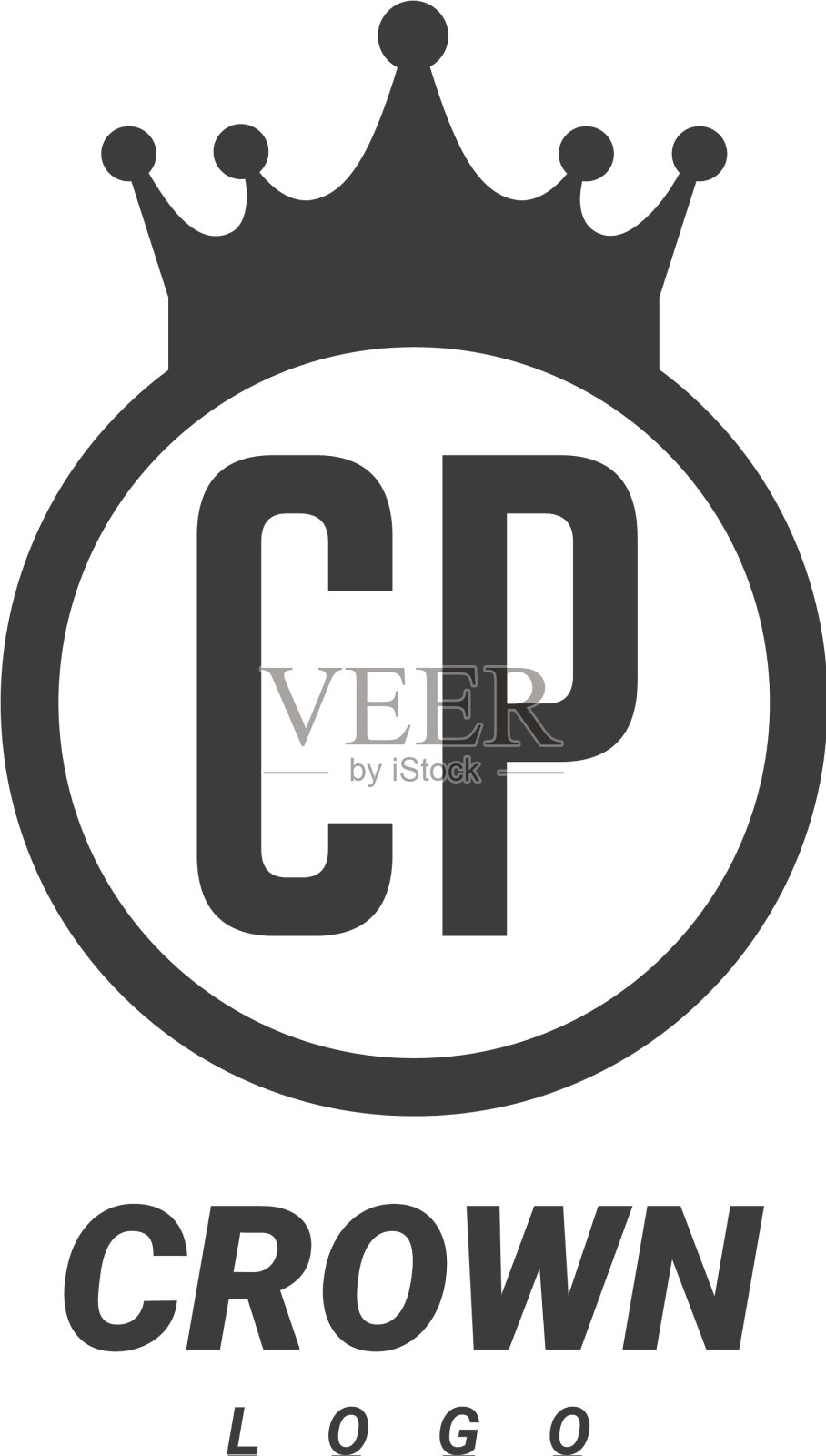 Cp cp字母标志设计带有圆形皇冠插画图片素材