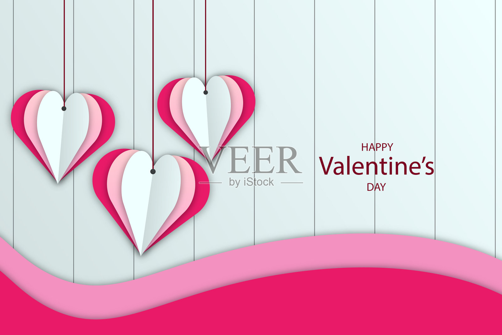 可爱的情人节，粉红色和白色的心插画图片素材