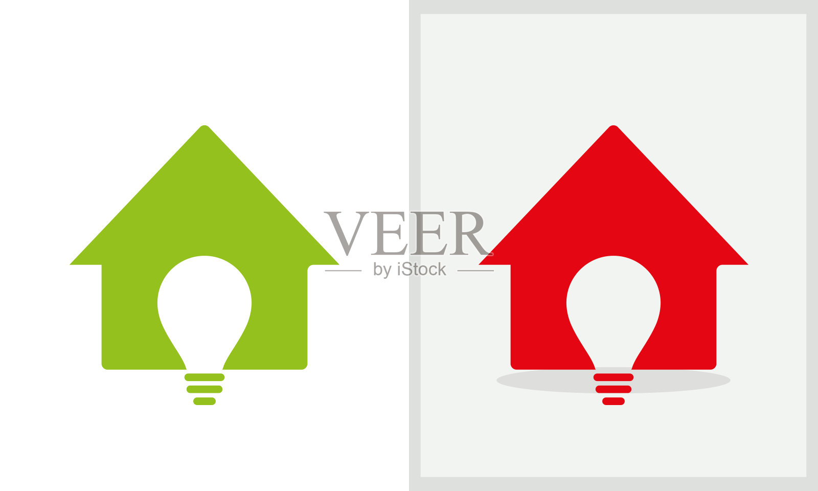 创意之家标识设计。灯泡标志与家概念向量。灯泡和家庭标志设计插画图片素材